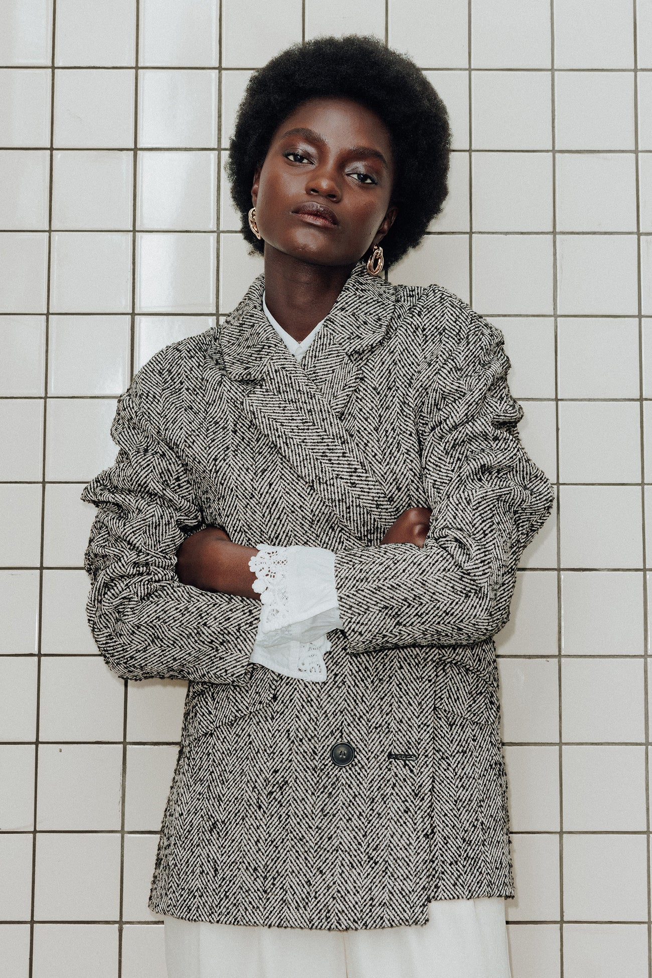 Herringbone blazer - Black print