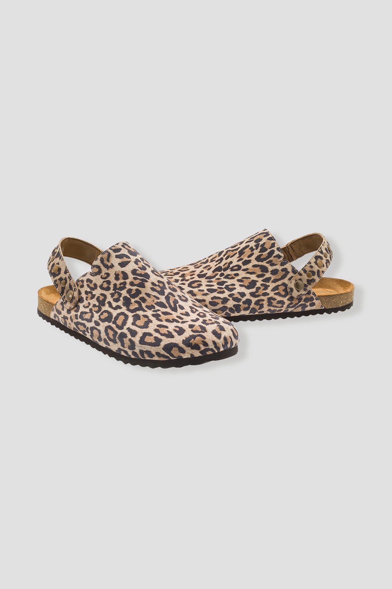 Leopard pattern leather clogs - Camel print