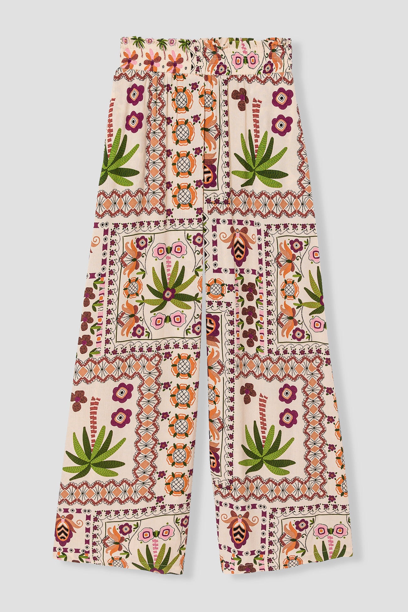 Wideleg patterned trousers - Pink print