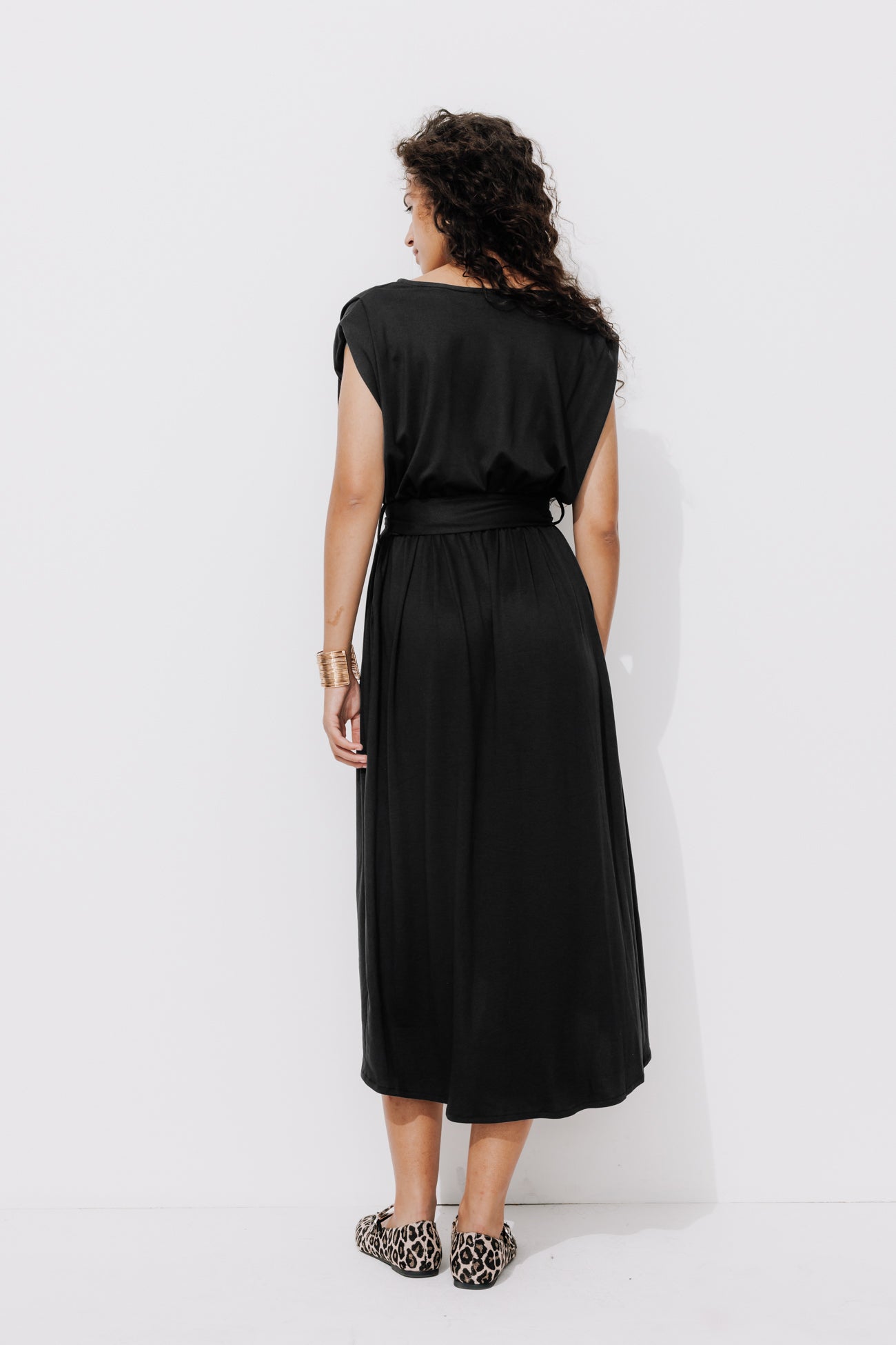 Mid-length jersey dress - Black