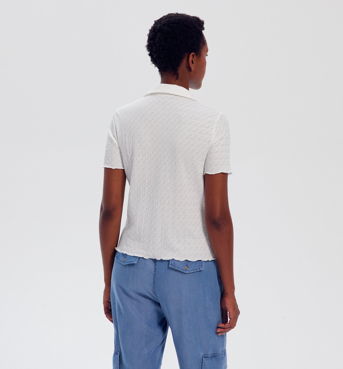 Textured stretch shirt - Ecru