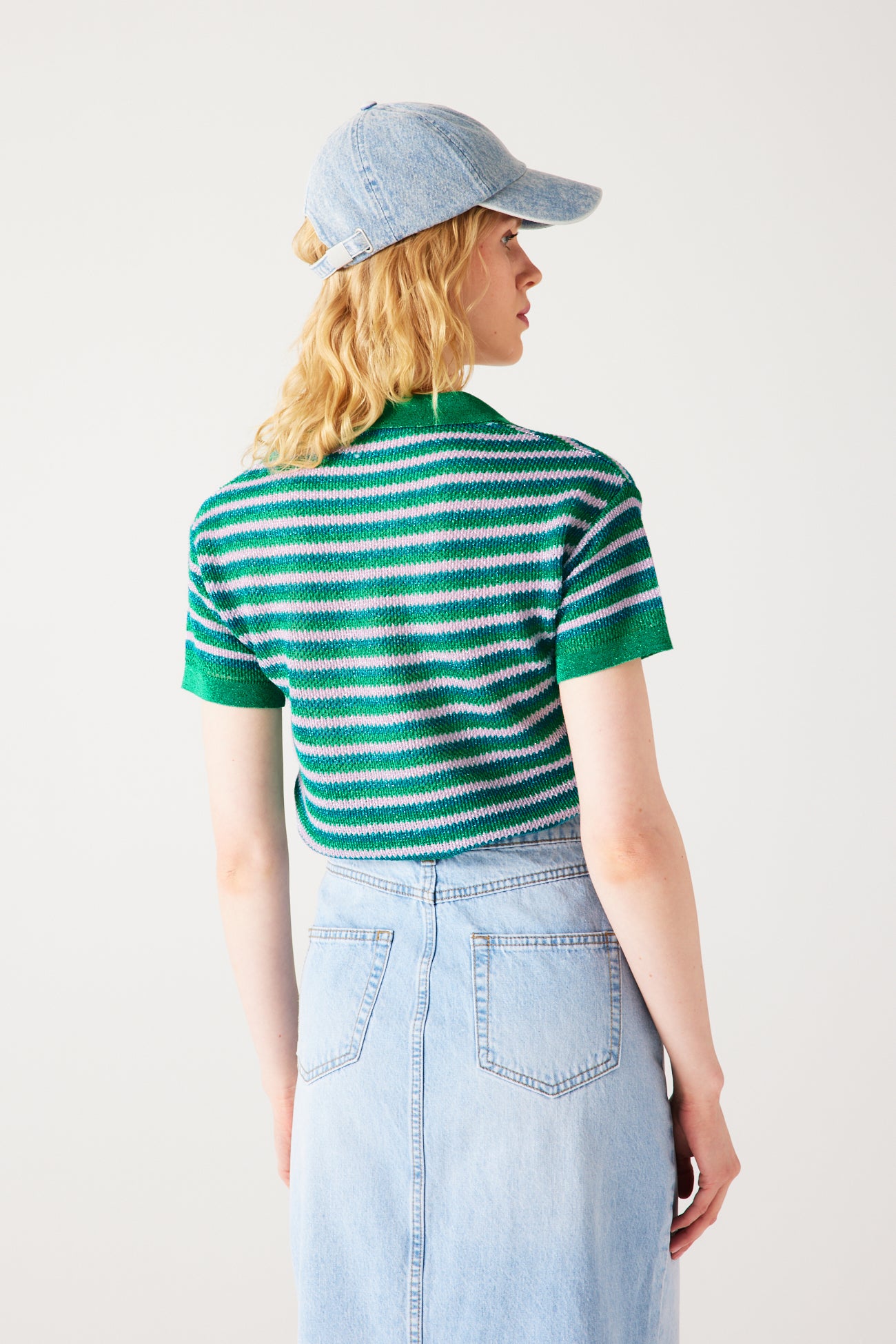 Glitzy polo shirt jumper - Green print