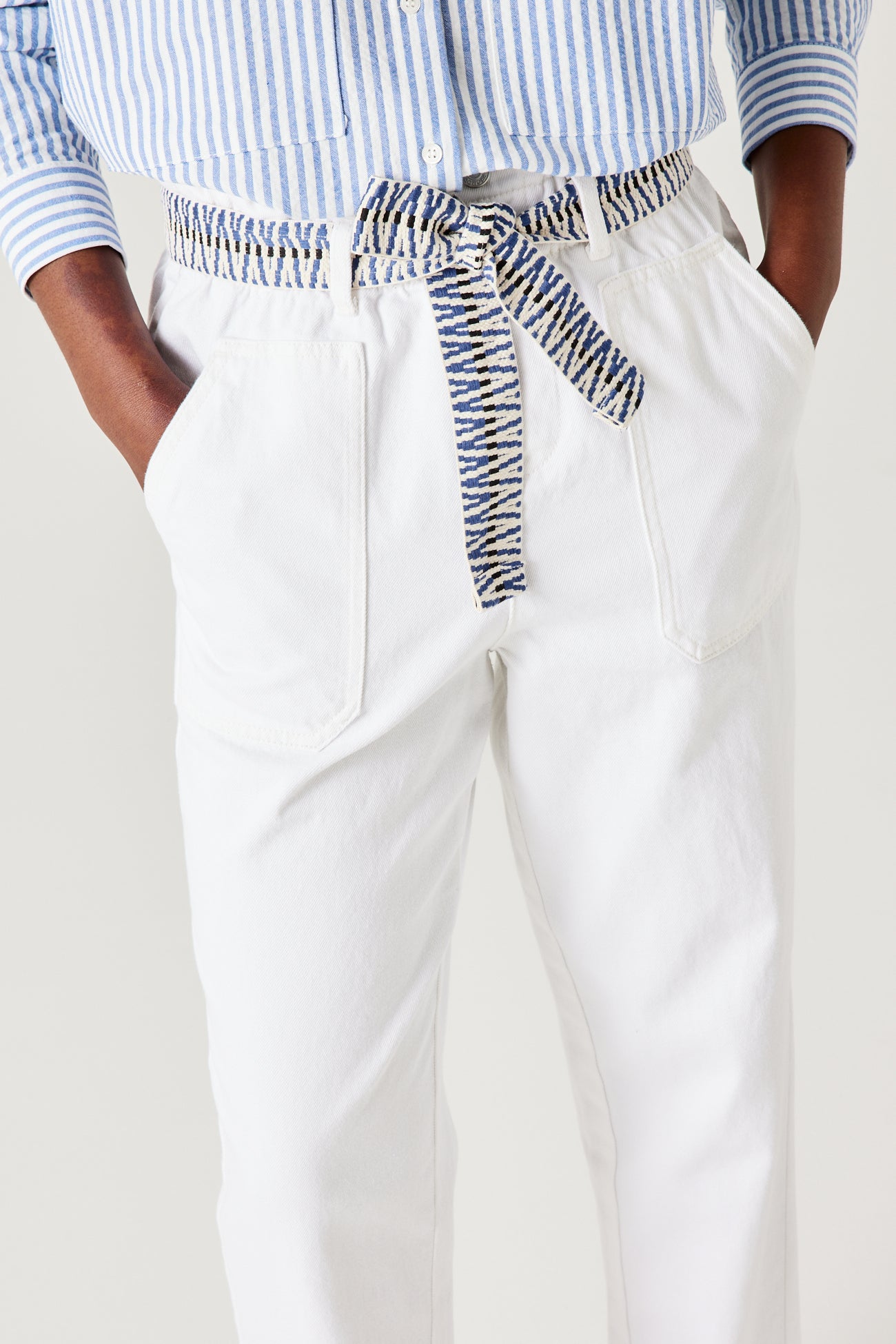 High-waist trousers - Ecru