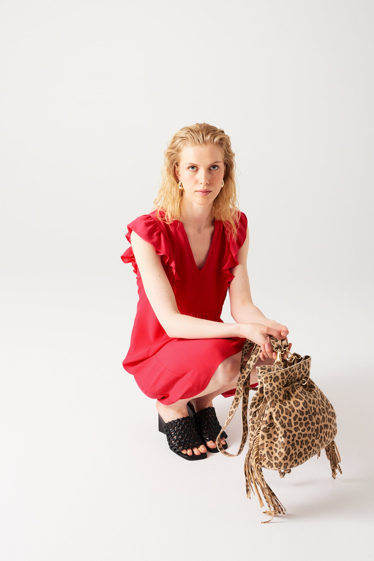 Eco-produced dress - Navy blue print