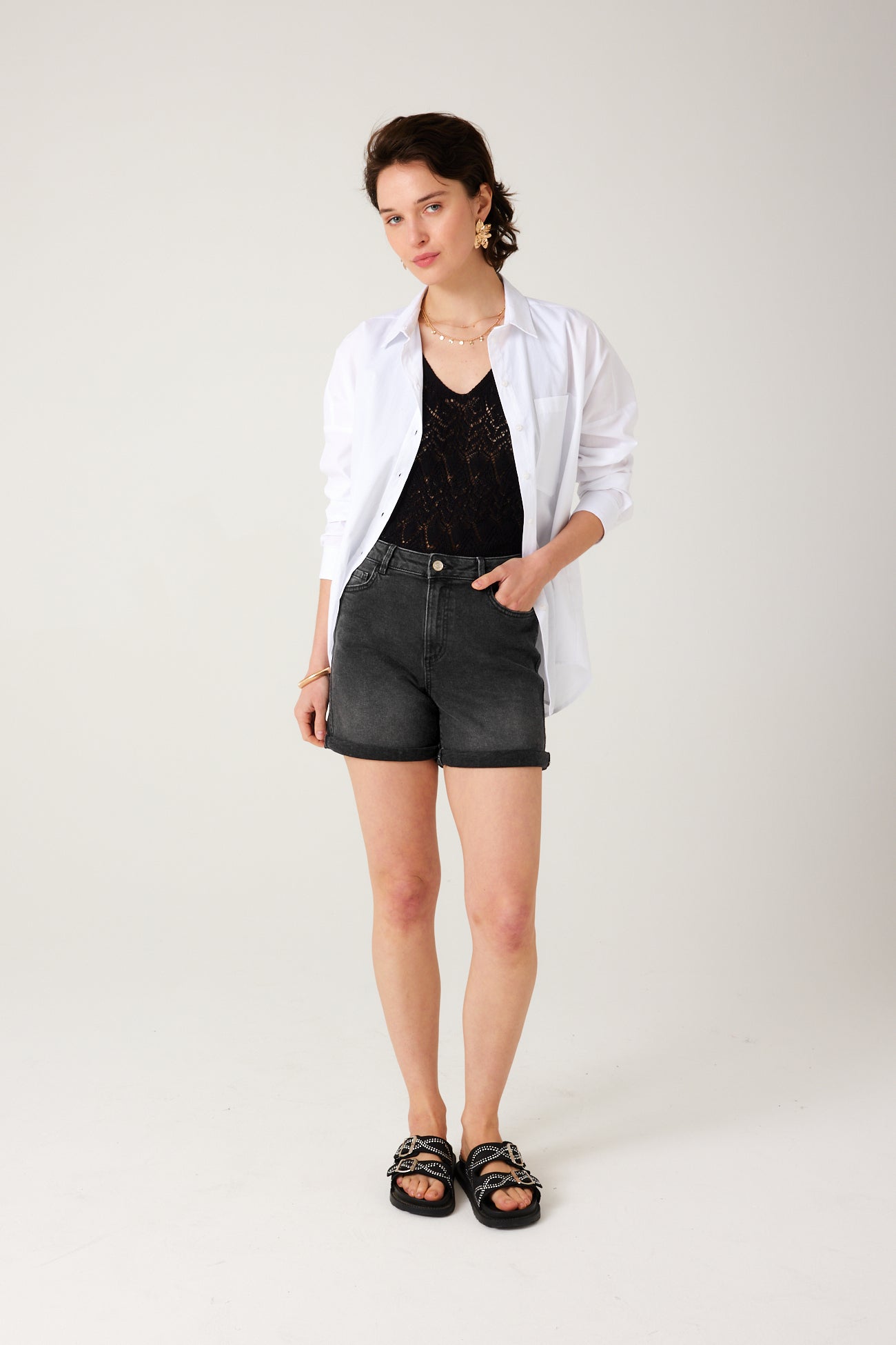 Denim shorts - White