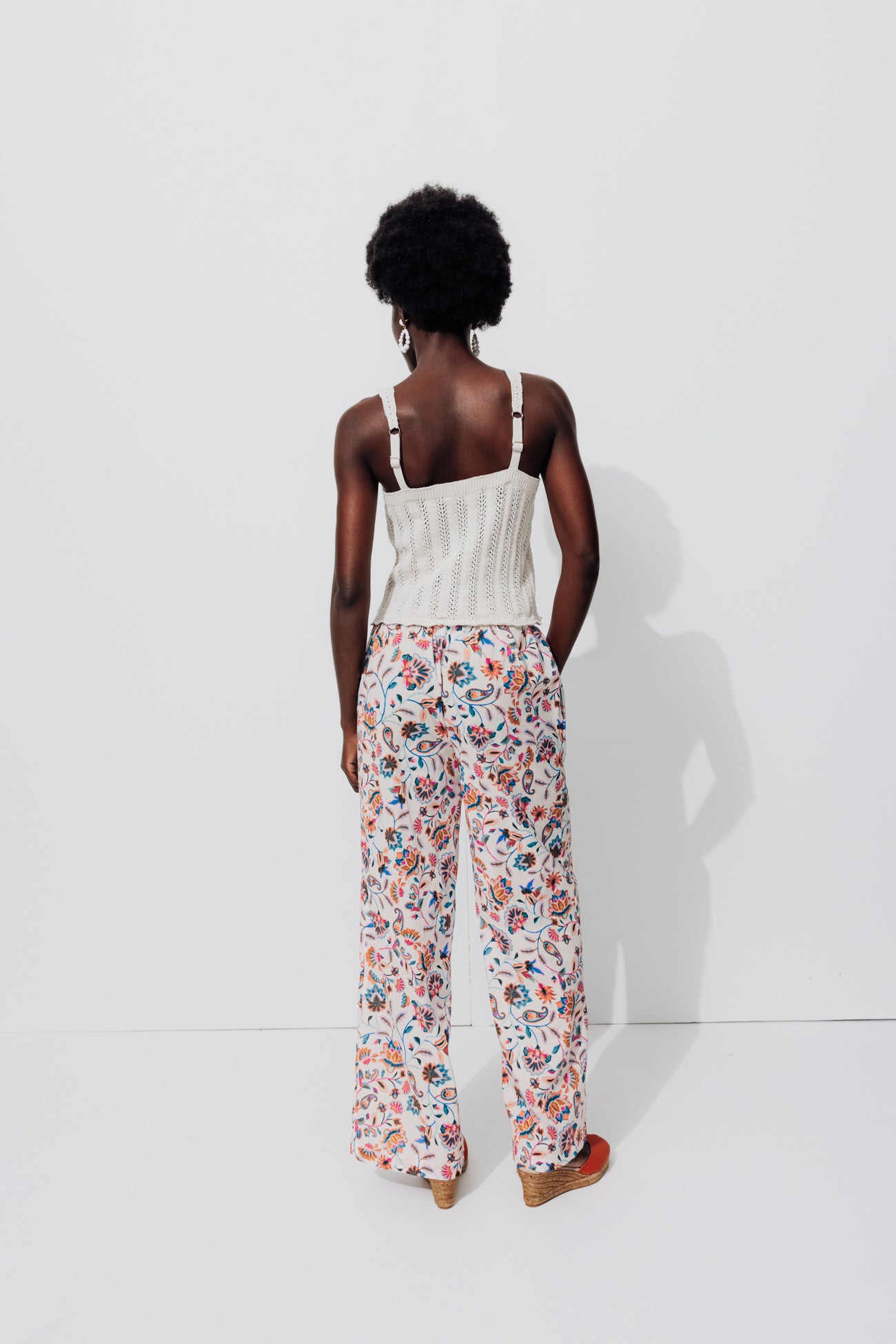 Wideleg patterned trousers - Ecru print