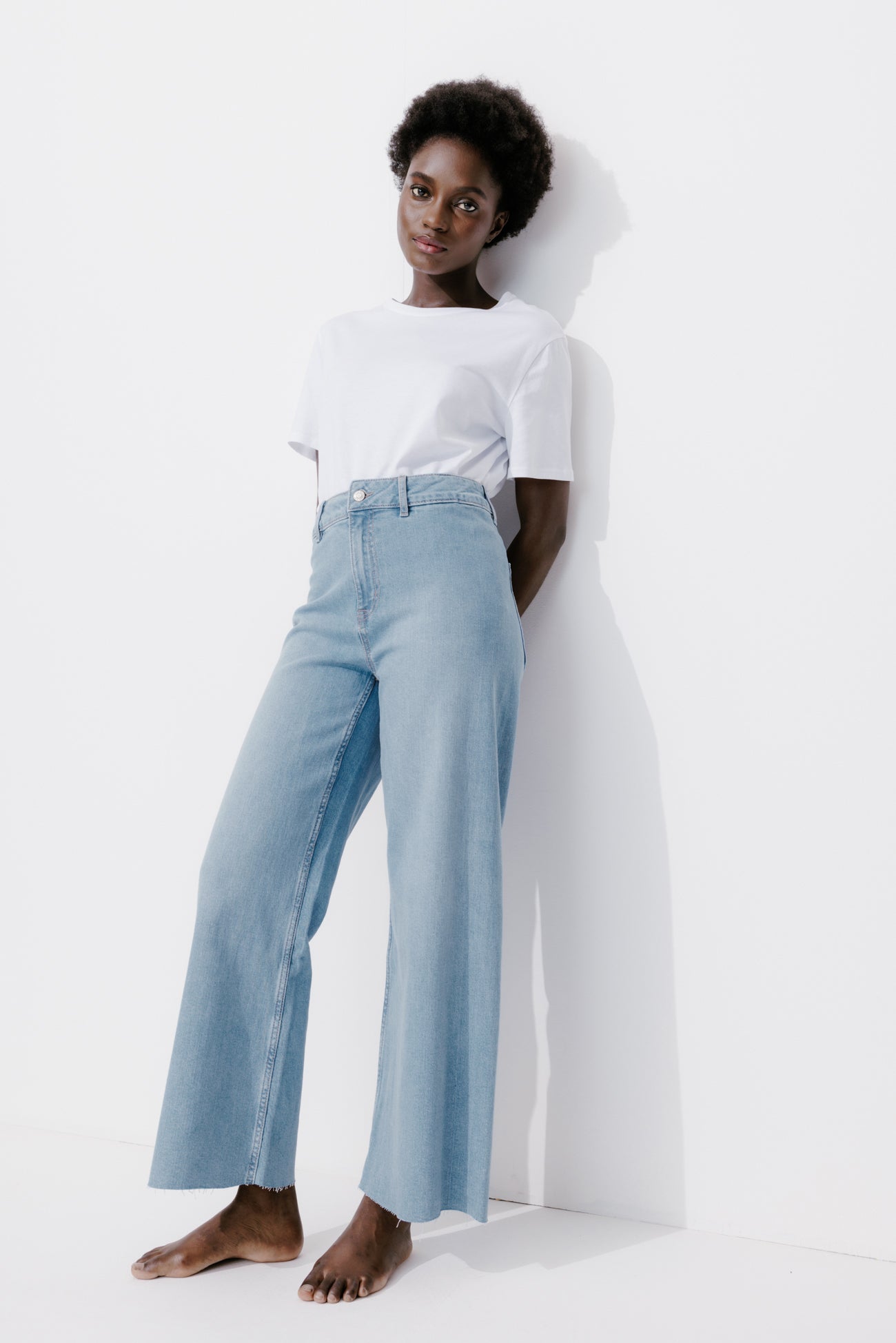 High-waist wideleg jeans - Medium denim