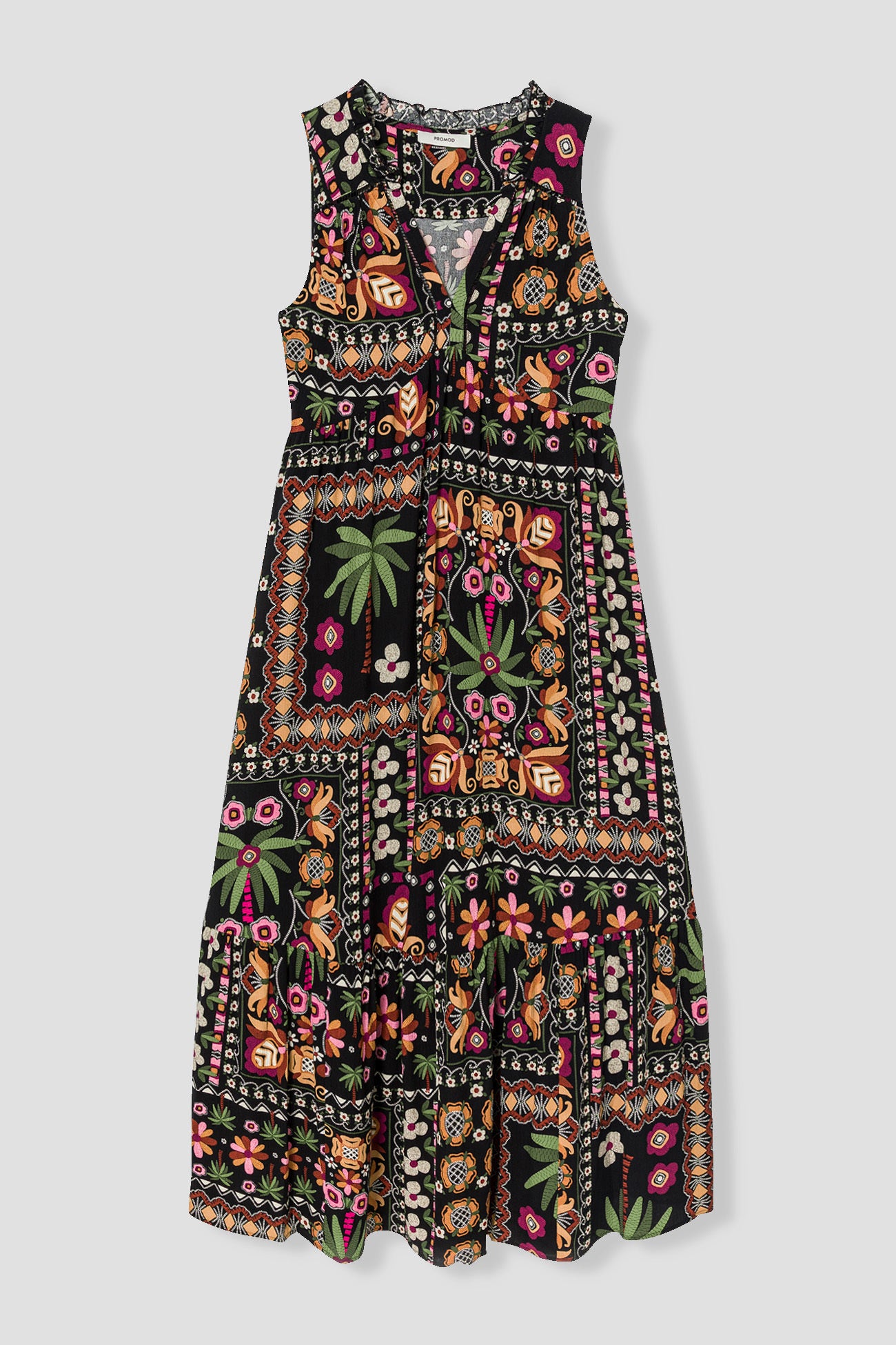 Long patterned dress - Black print