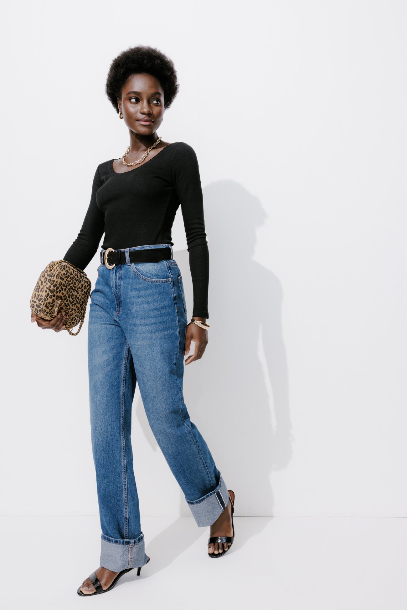 Lace detail ribbed top - Ecru