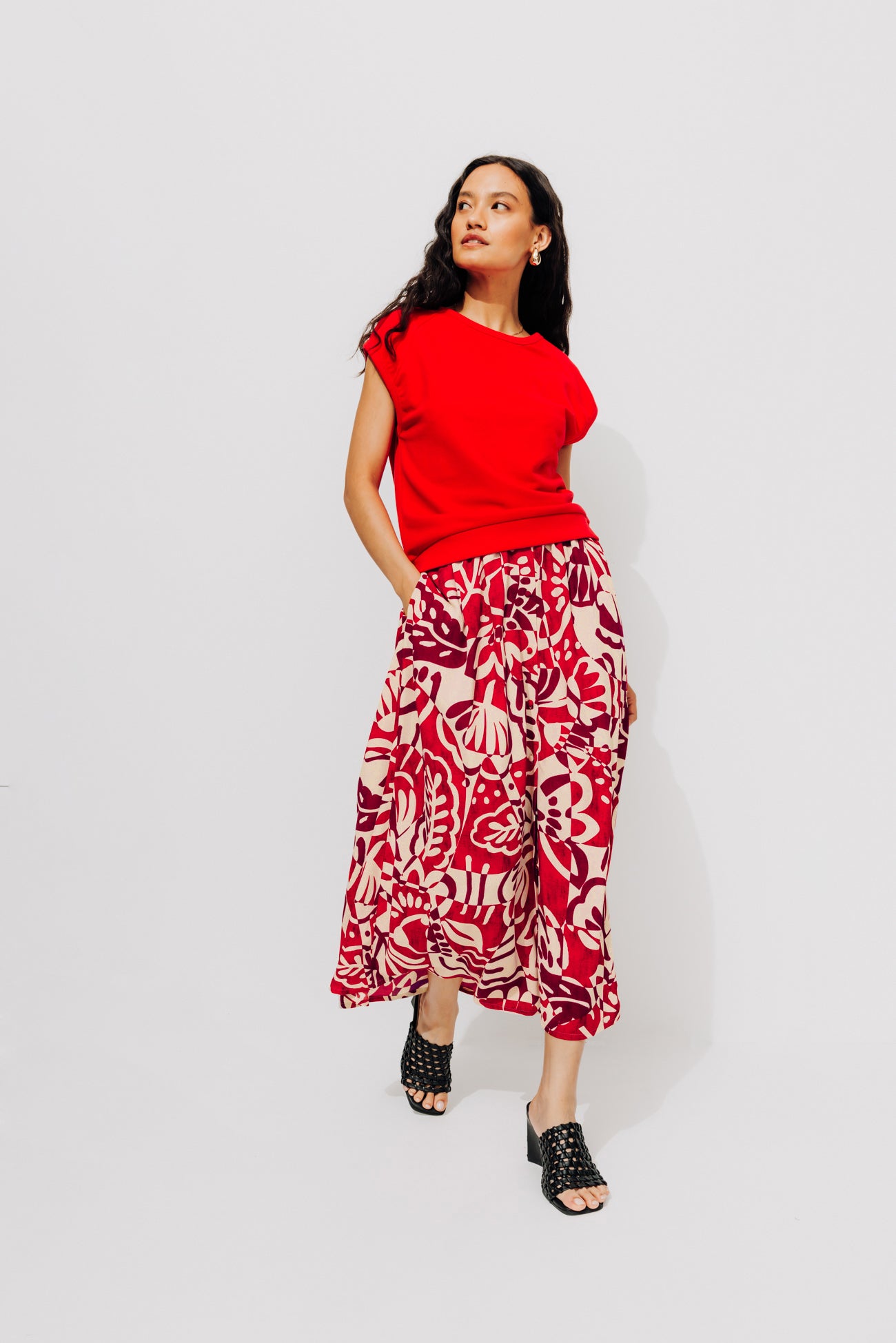 Long patterned skirt - Ecru print