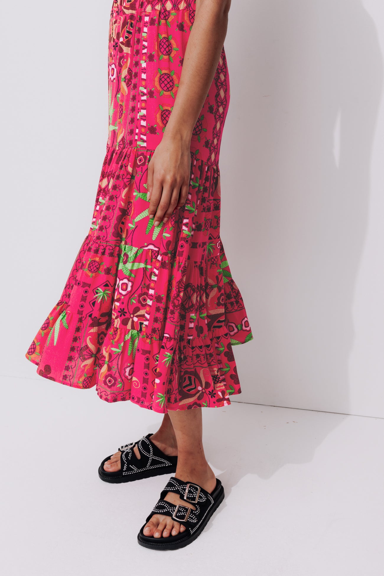 Patterned mid-length skirt - Multicolour print