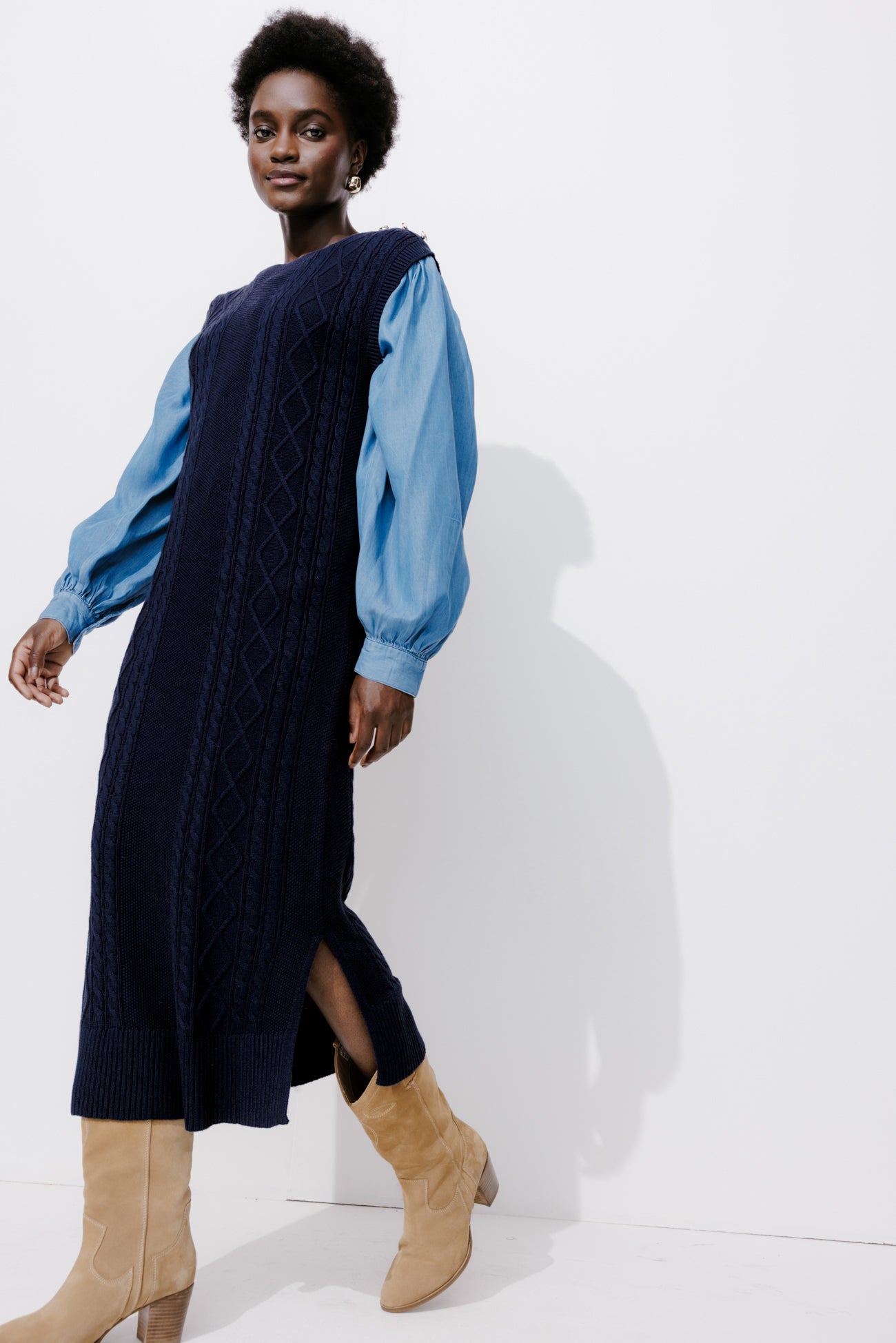 Sleeveless jumper dress - Navy blue