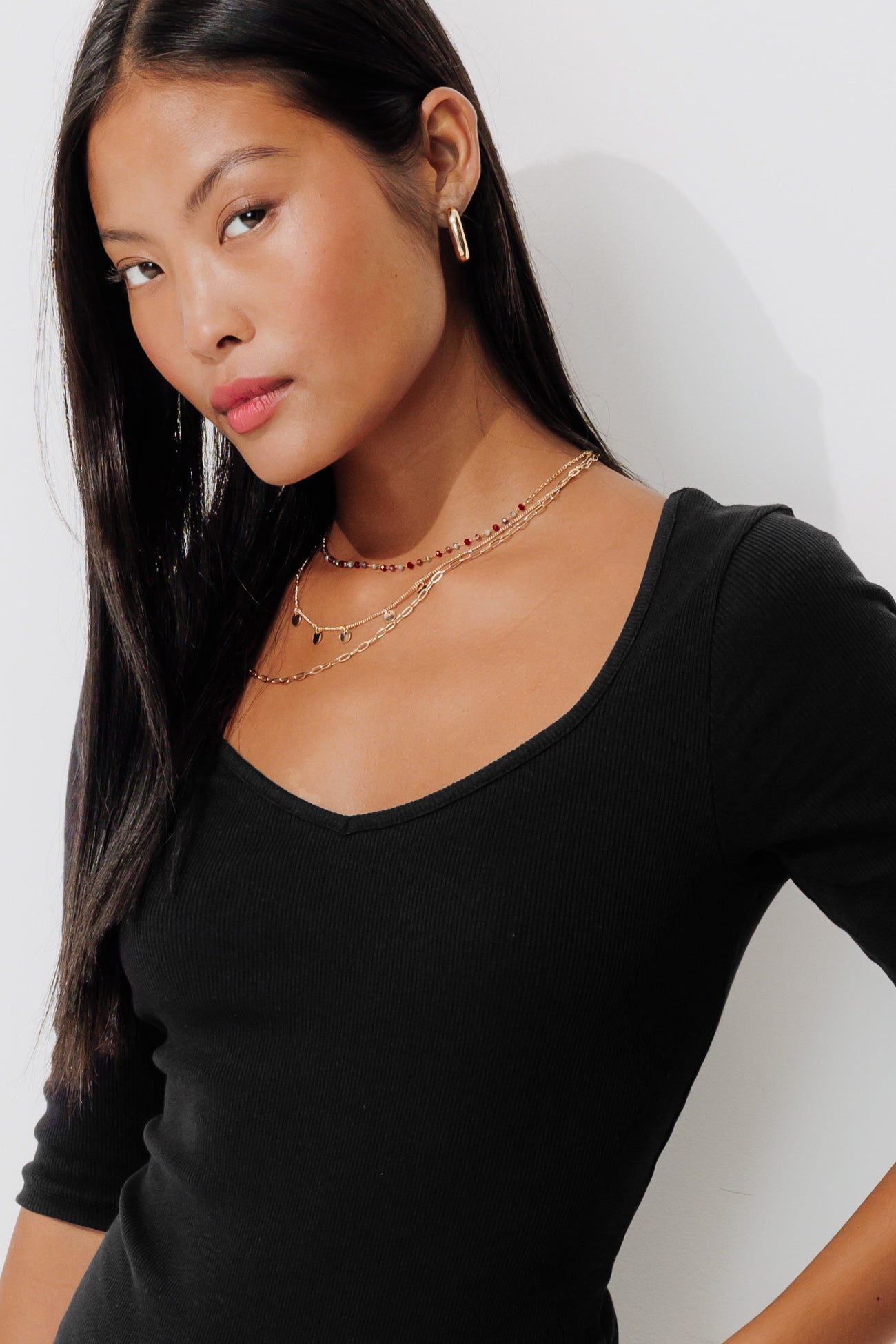 Ribbed jersey body - Black