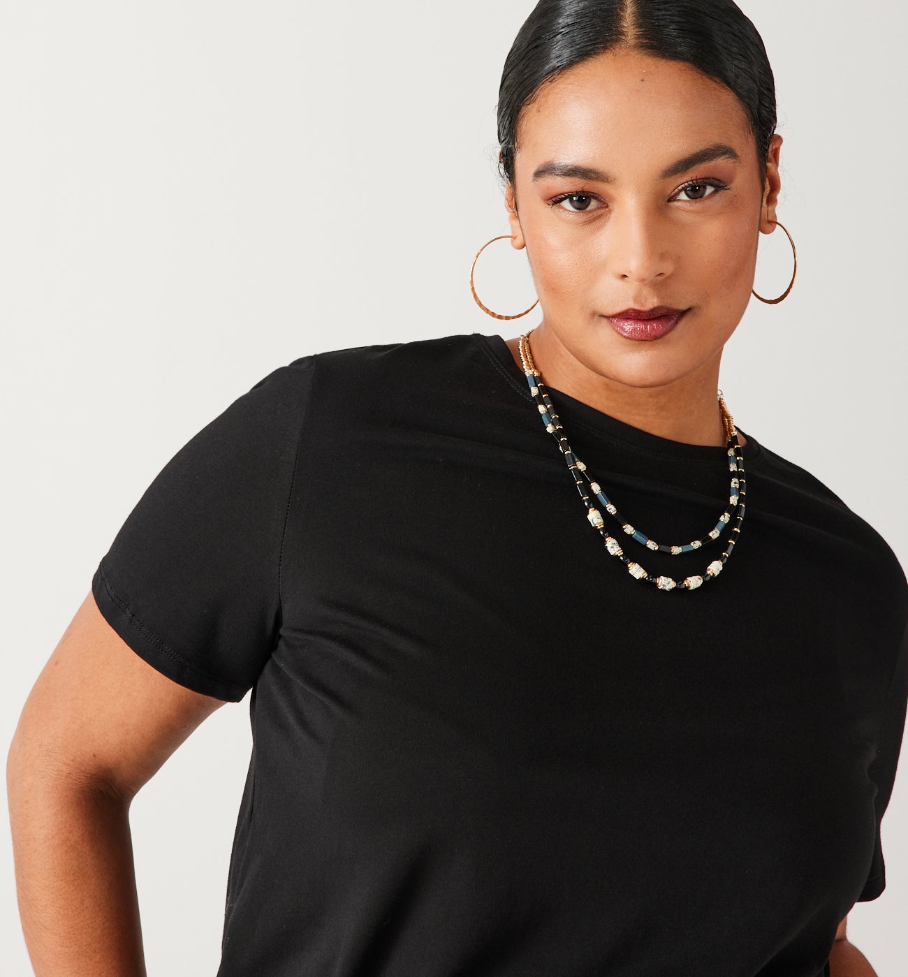 Plain short-sleeved top - White