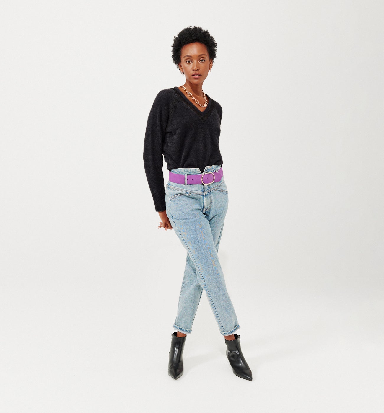 Lace detail jumper - Black