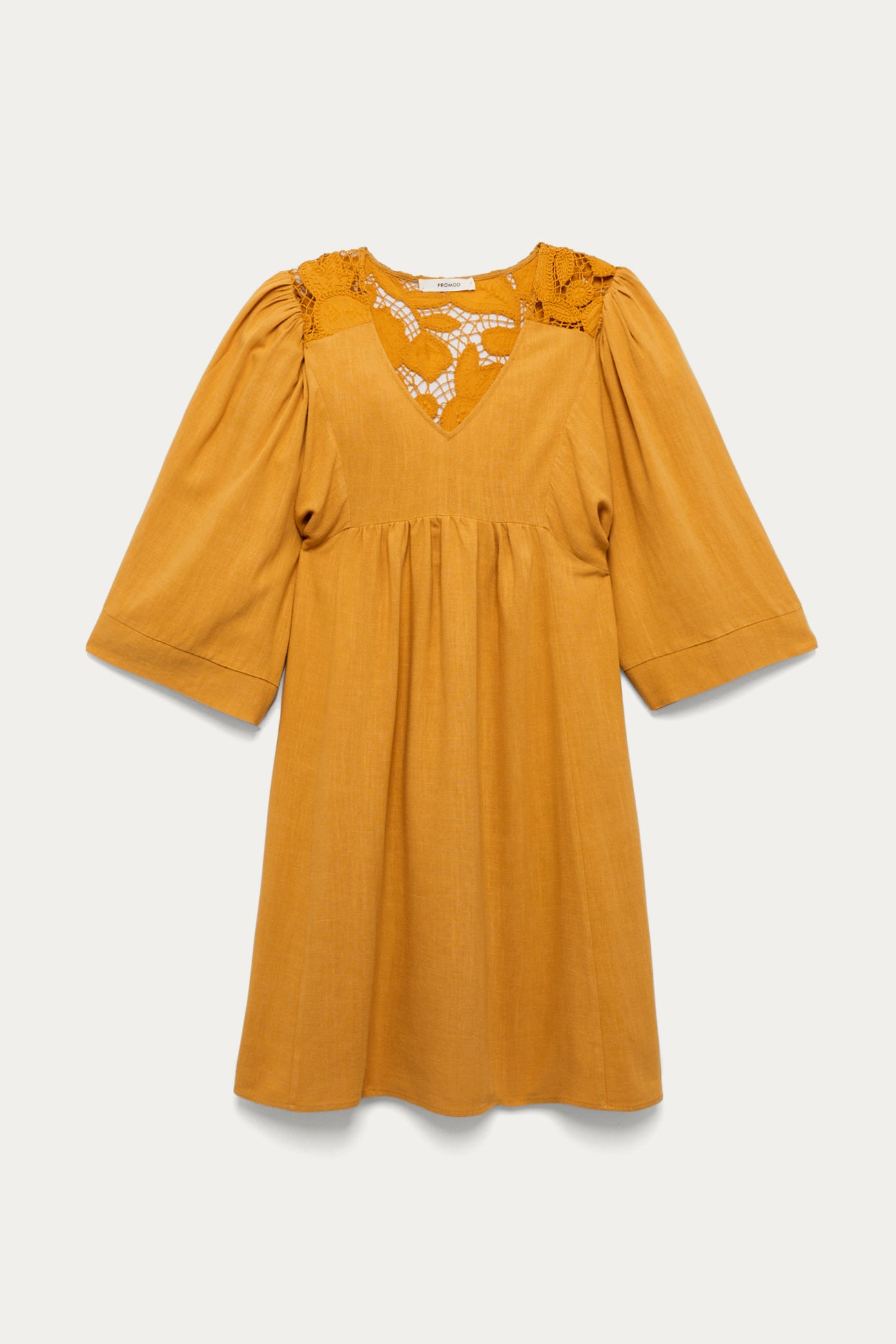 Plain babydoll dress - Ochre