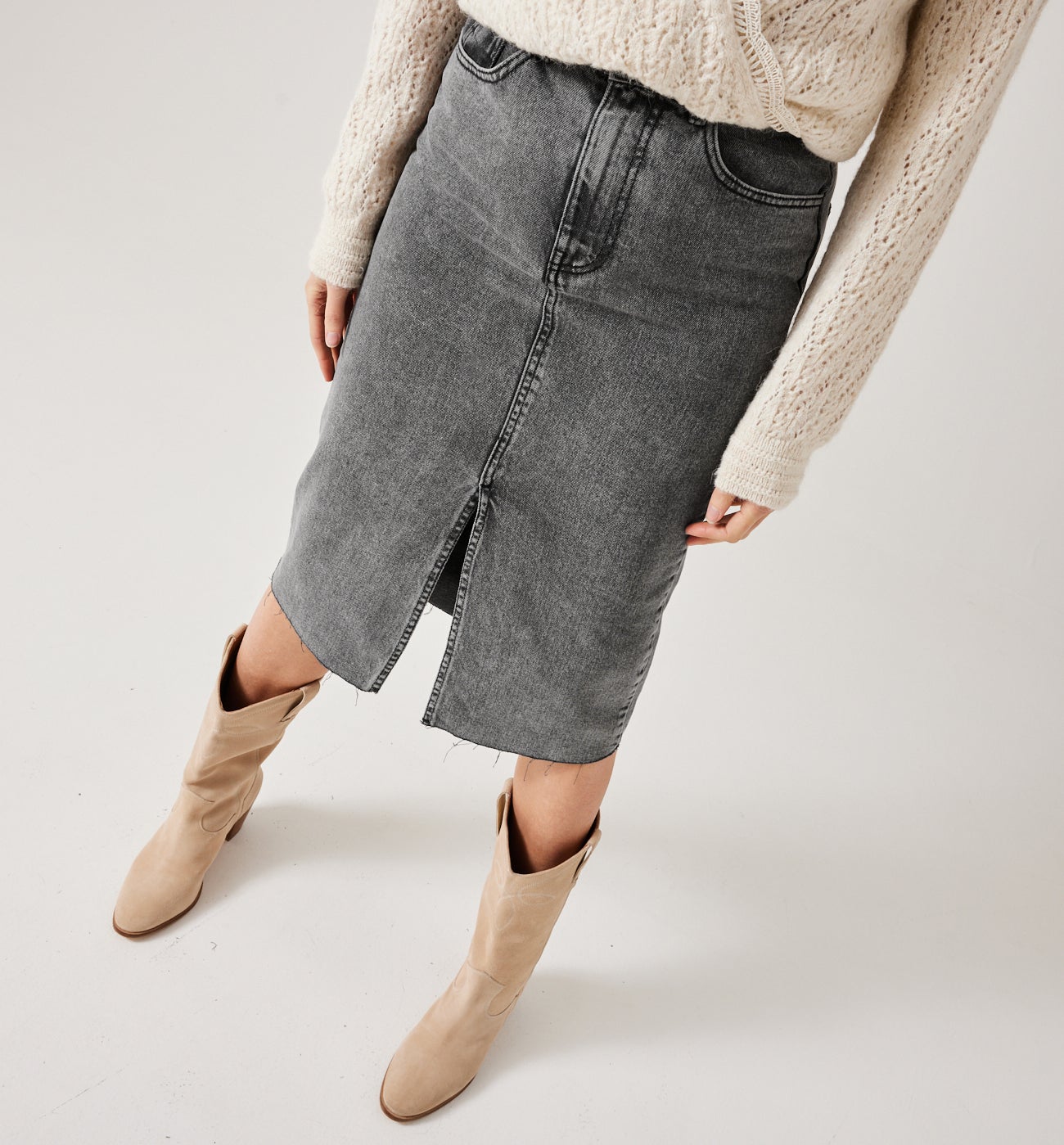 Midi denim skirt - Medium denim