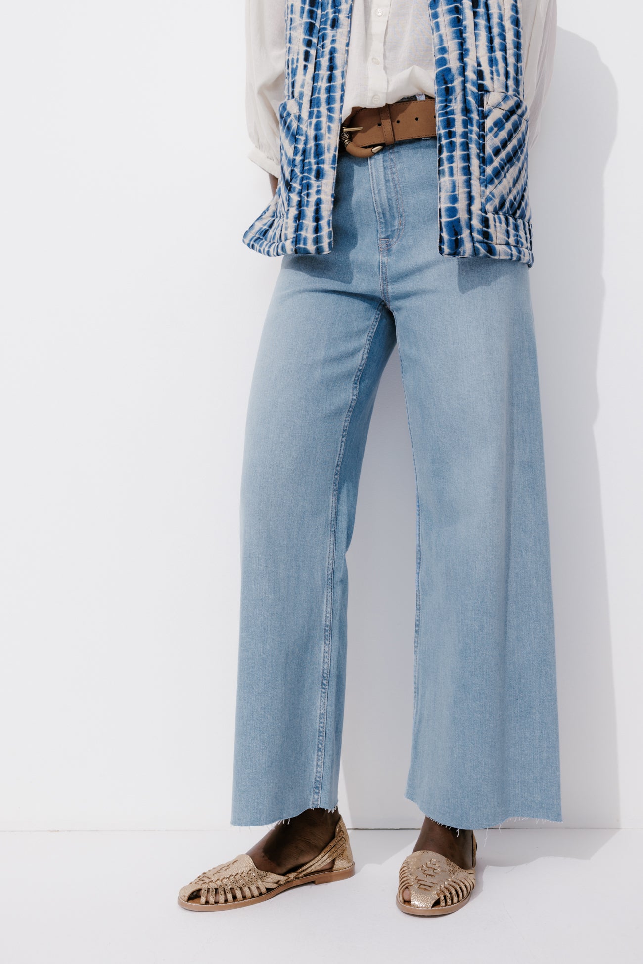 High-waist wideleg jeans - Medium denim