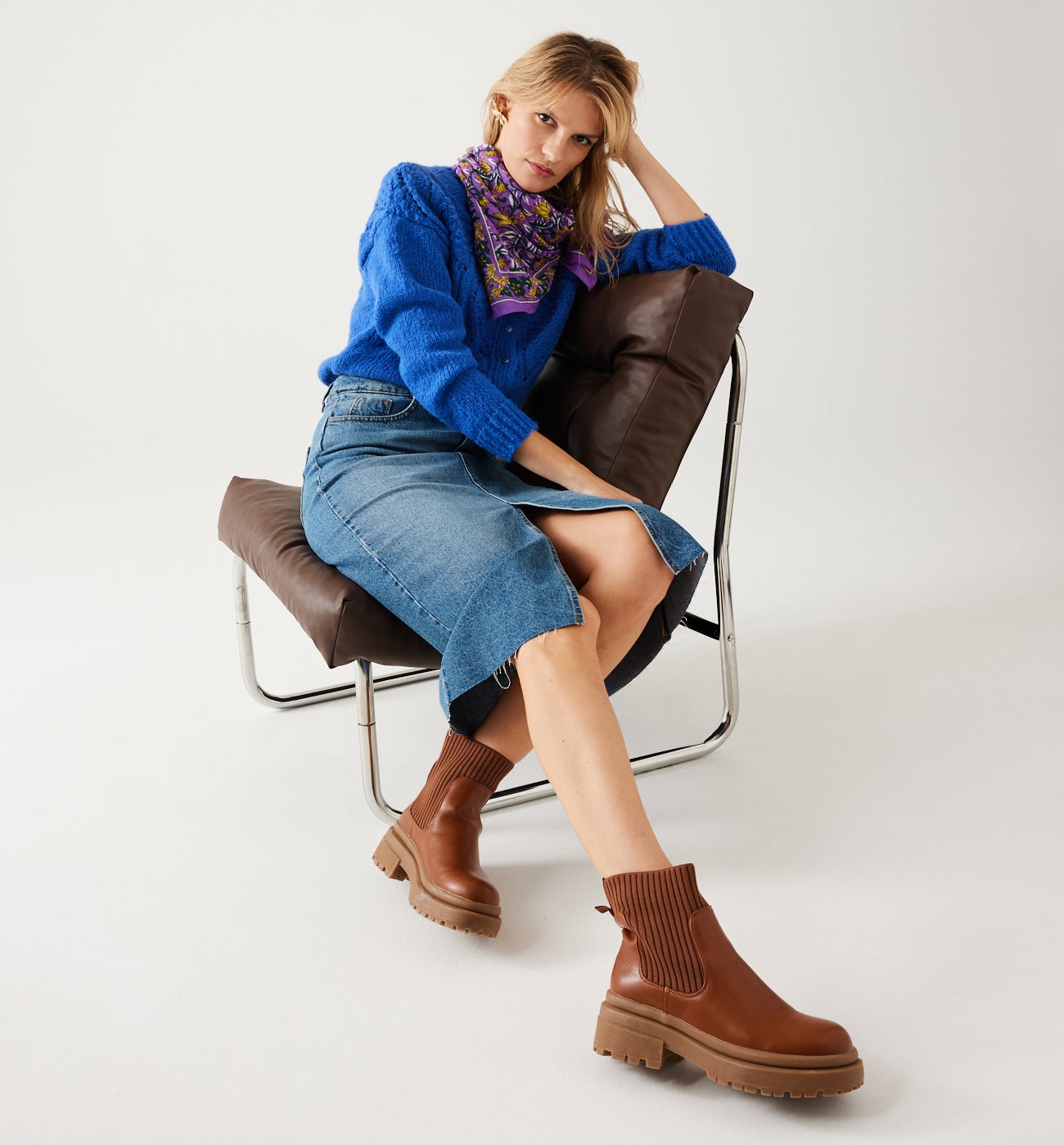 Midi denim skirt - Medium denim