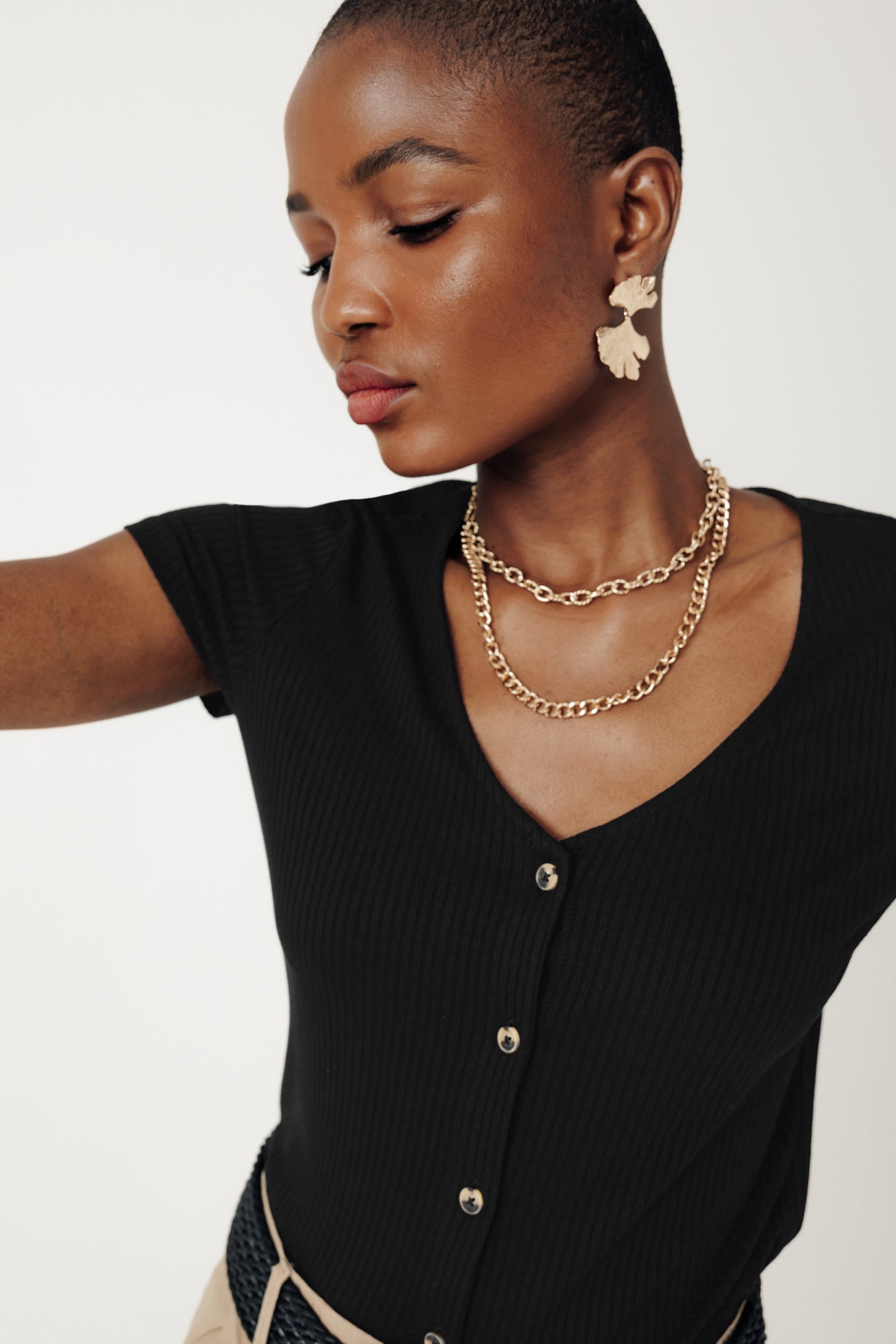 Ribbed t-shirt - Black