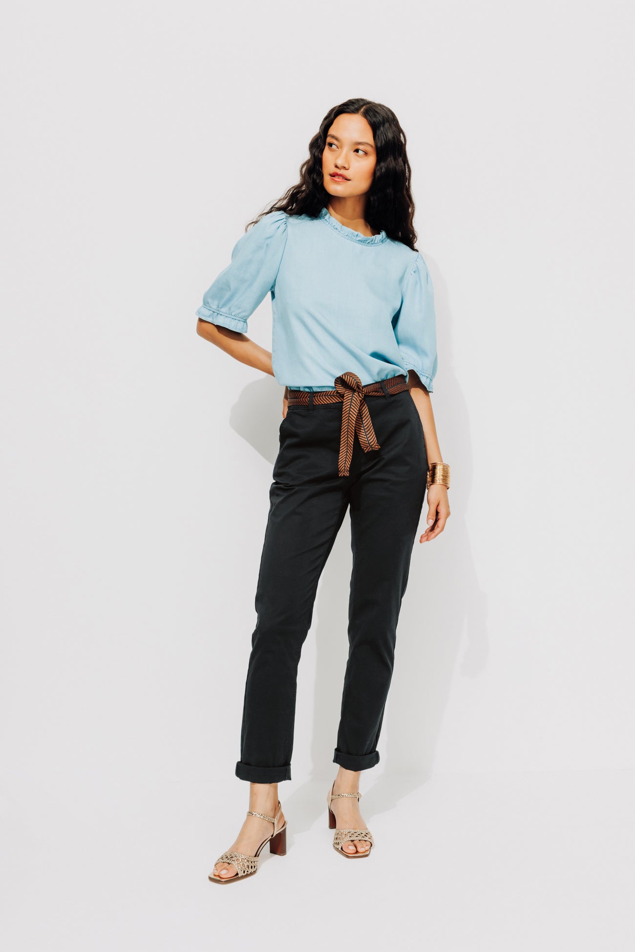 Belted chinos - Navy blue