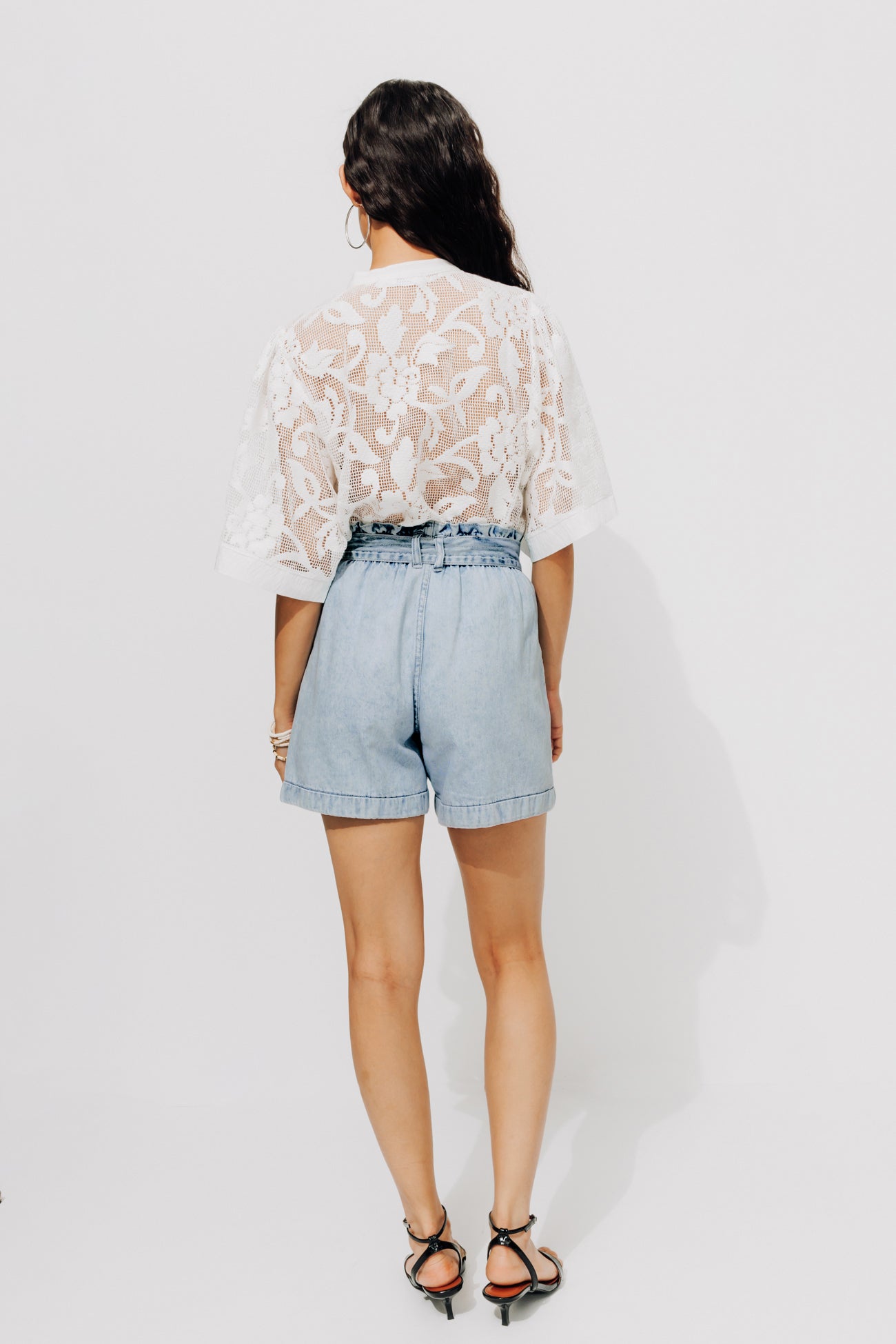 High-waist denim jeans - Light denim