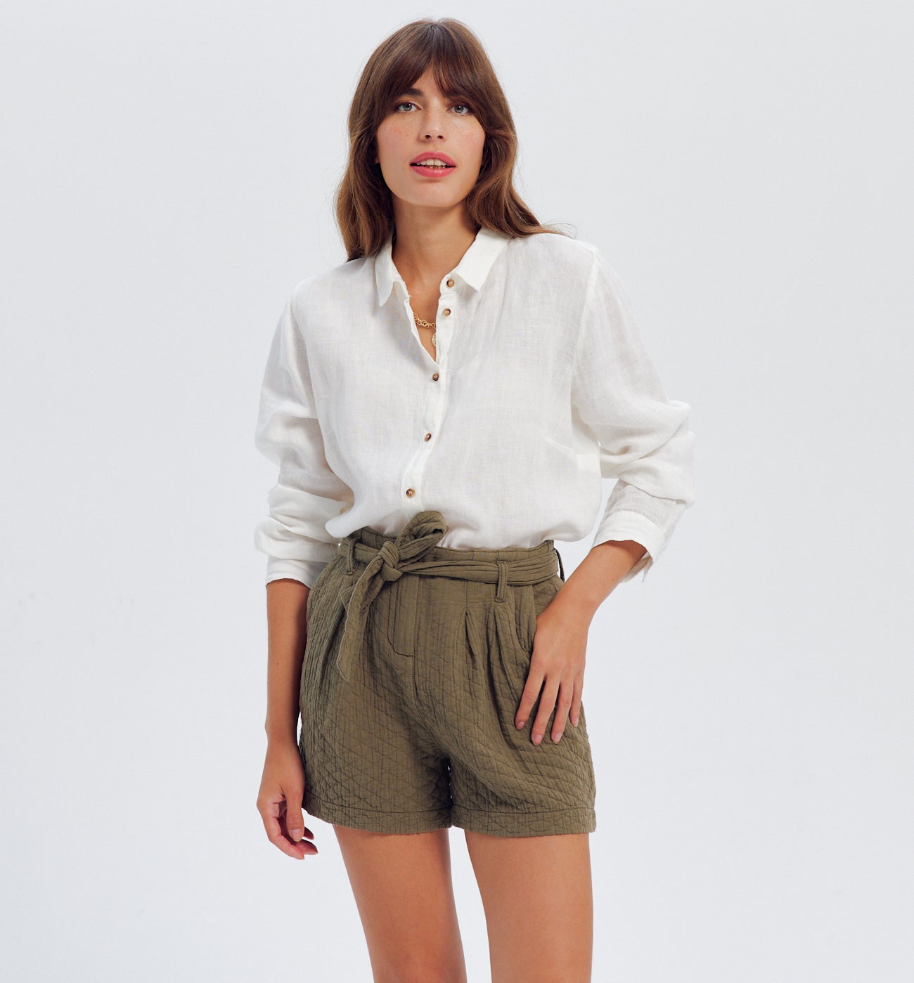 Plain padded shorts - Beige