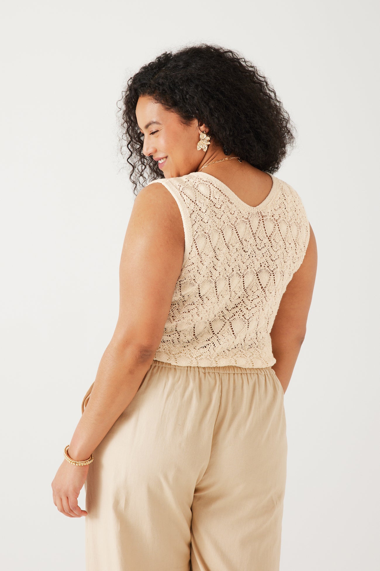 Eco-design crochet top - Ecru