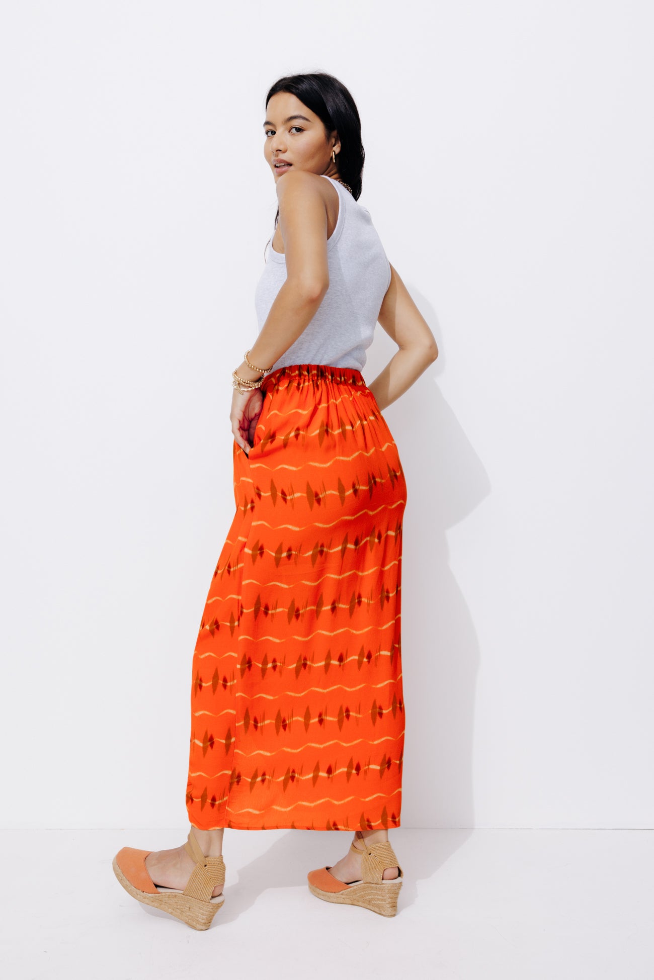 Long patterned skirt - Red print