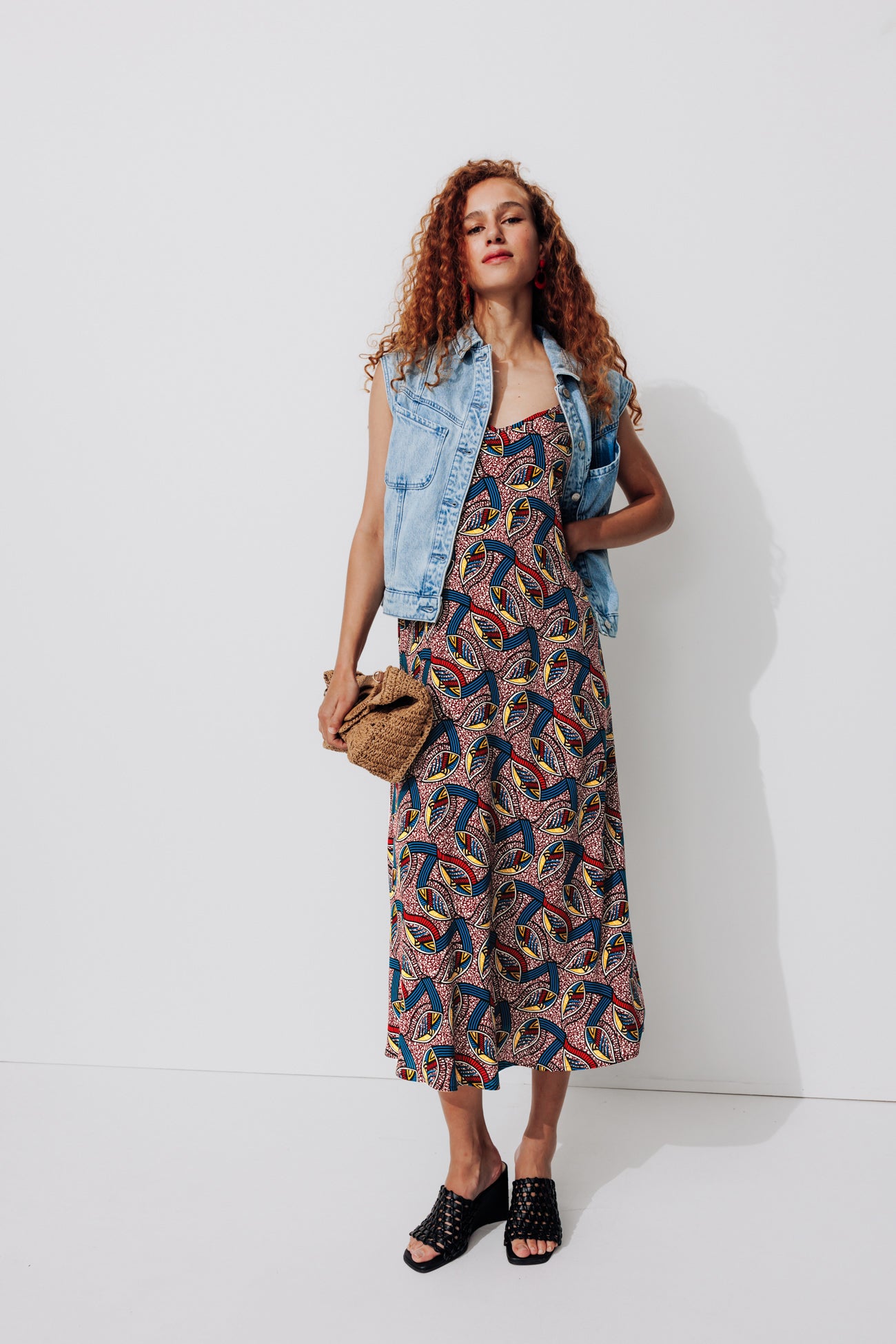 Mid-length patterned dress - Multicolour print