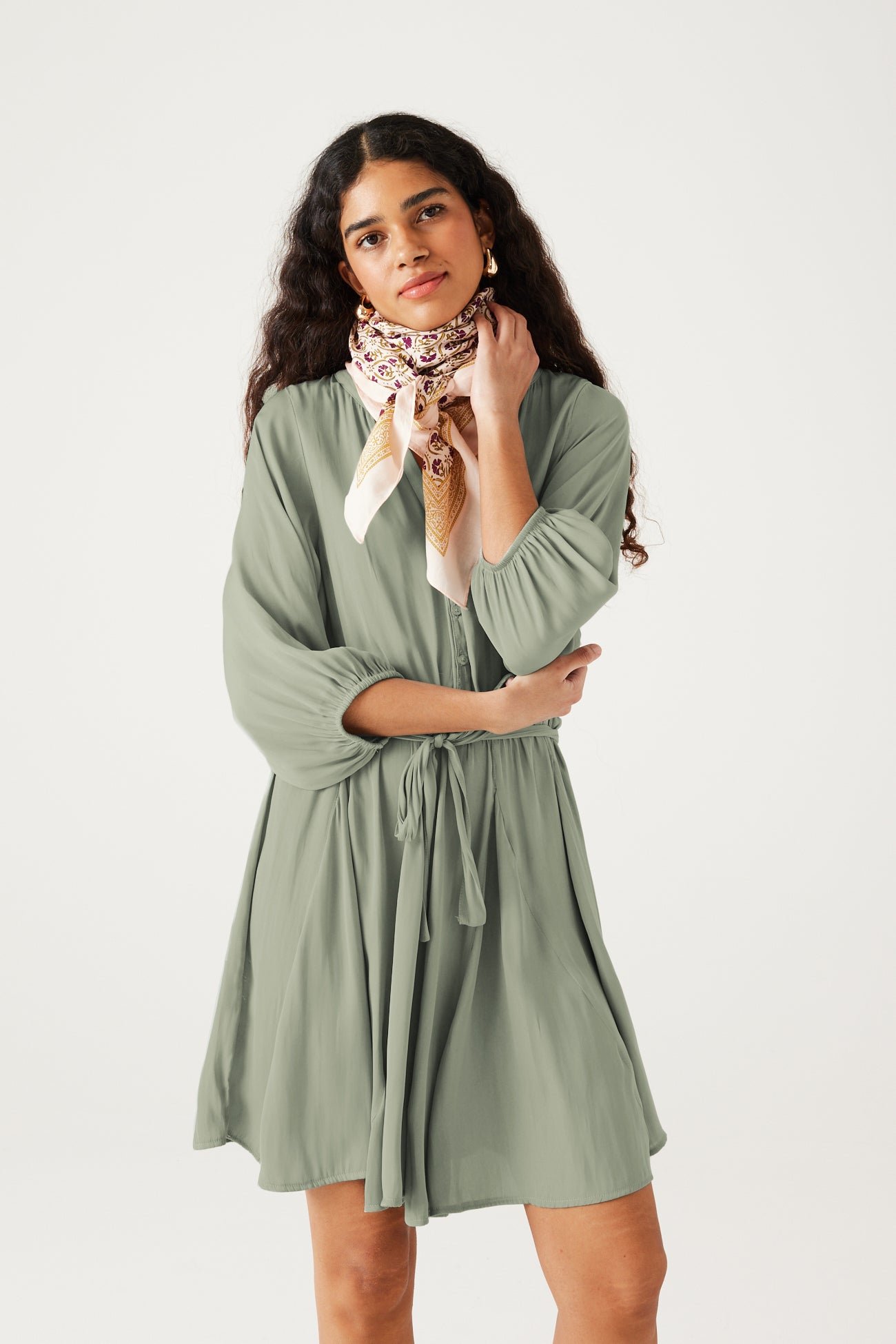 Short satin dress - Turquoise