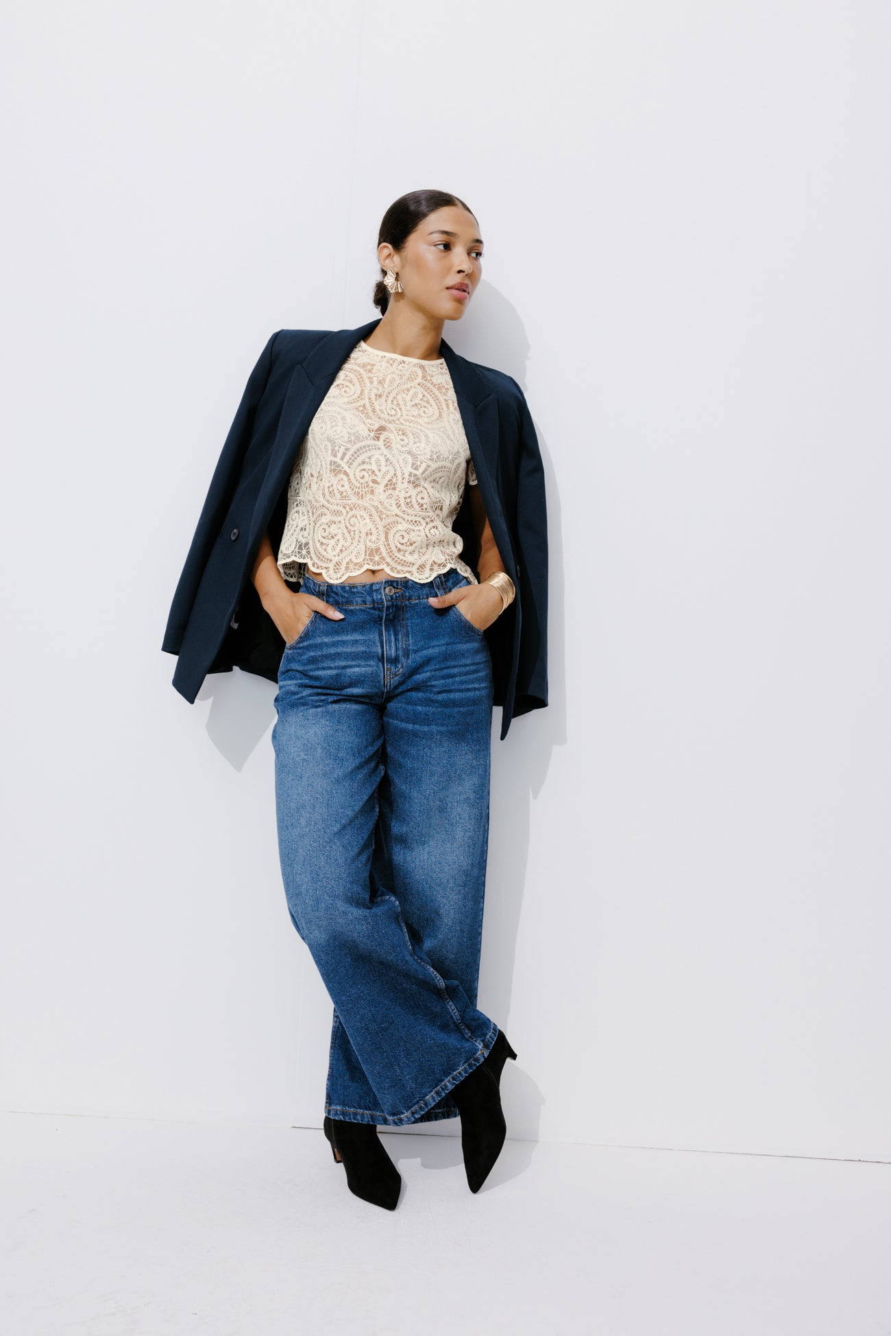 Lace-effect blouse - Ecru