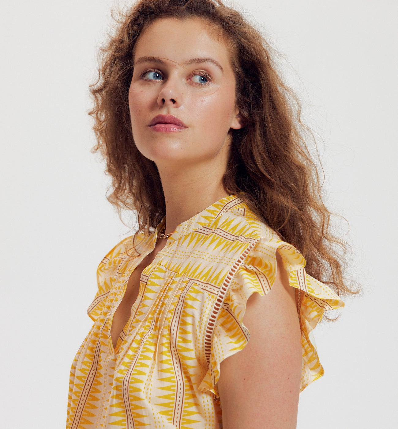 Patterned cotton blouse - Multicolour stripes