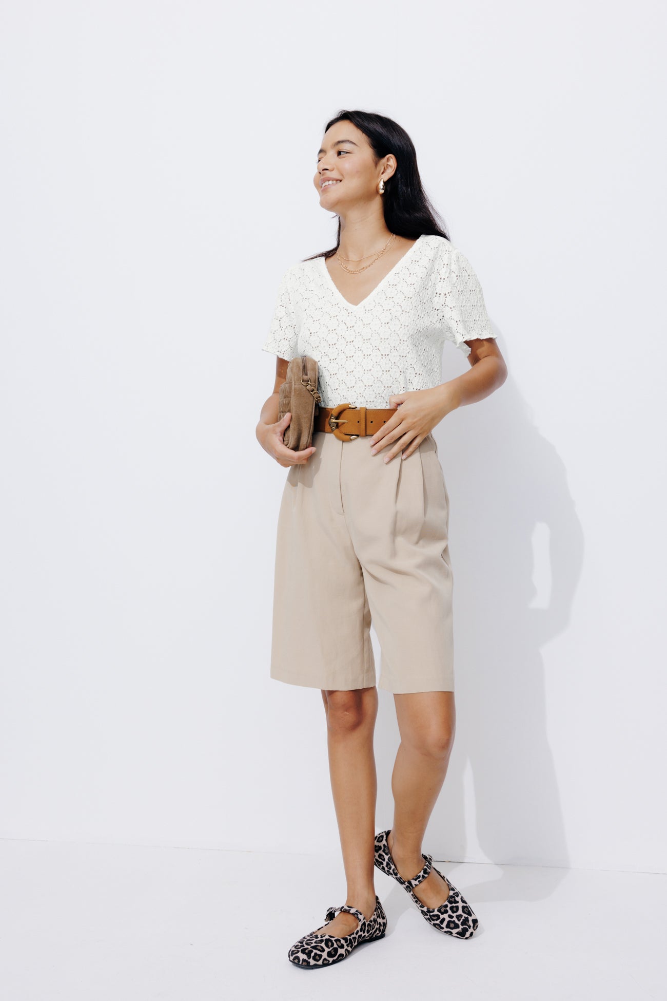 Lace effect top - Ecru