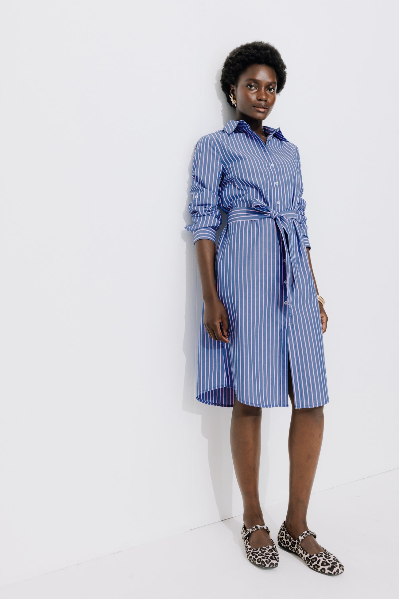 Ecodesign striped shirtdress - Blue stripes