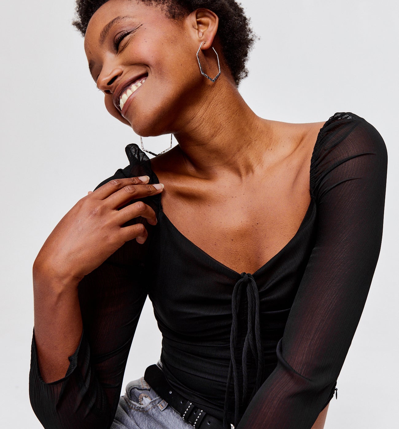 Cropped voile top - Multicolour print