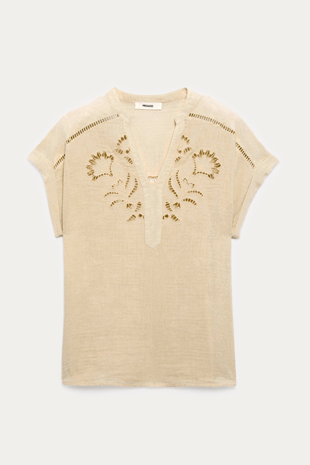 Embroidery detail blouse - Beige