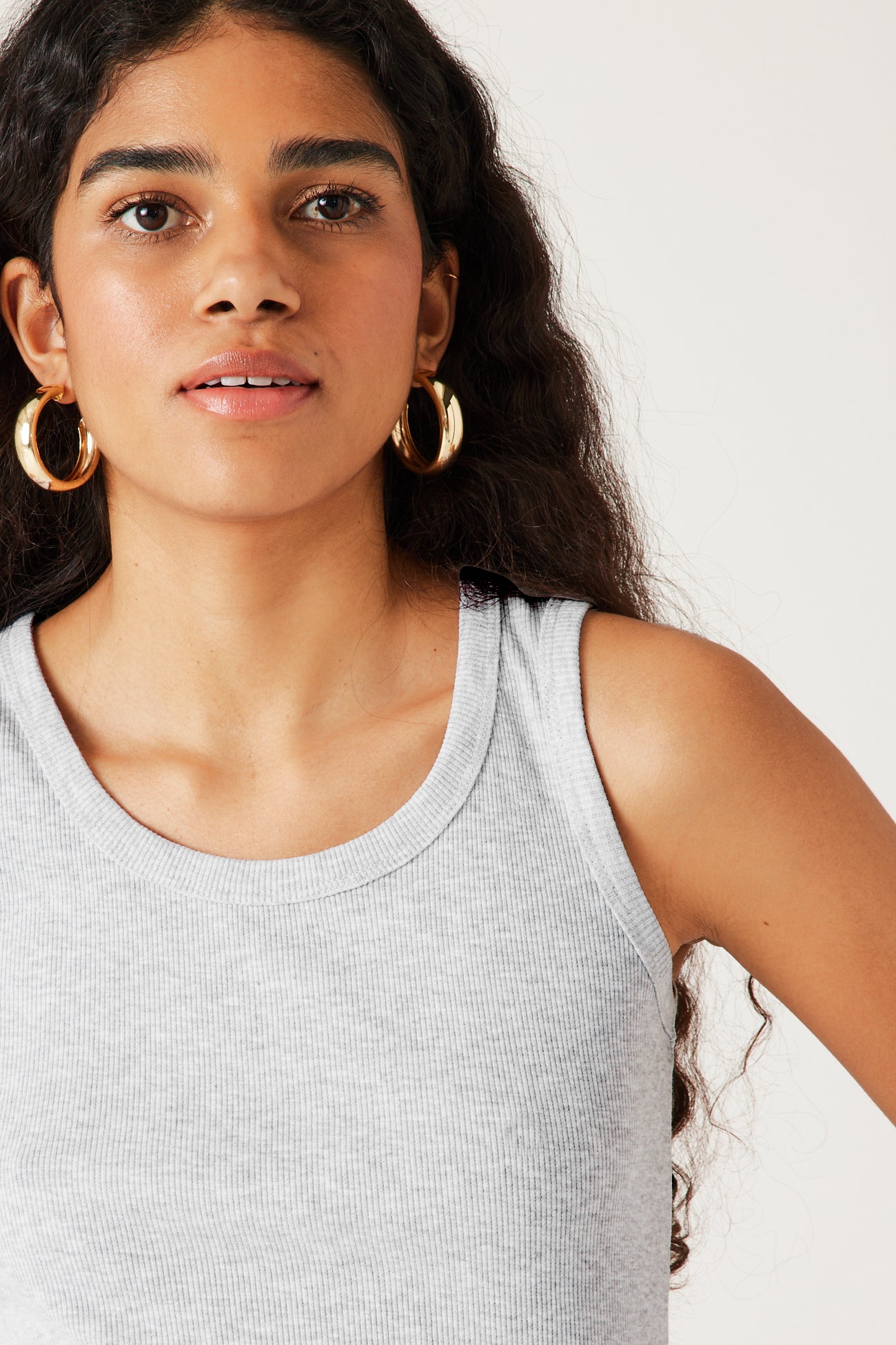 Cotton sleeveless top - Light grey