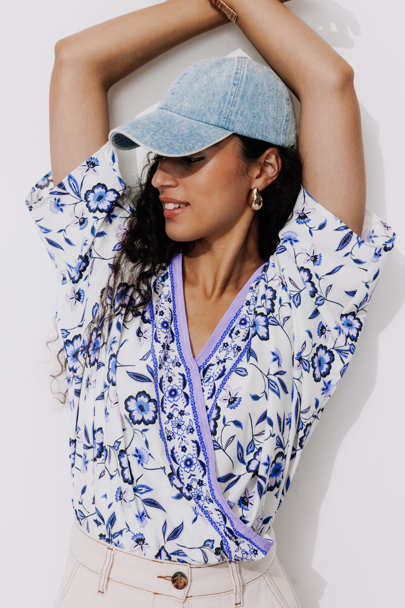 Patterned crossover blouse - Ecru print