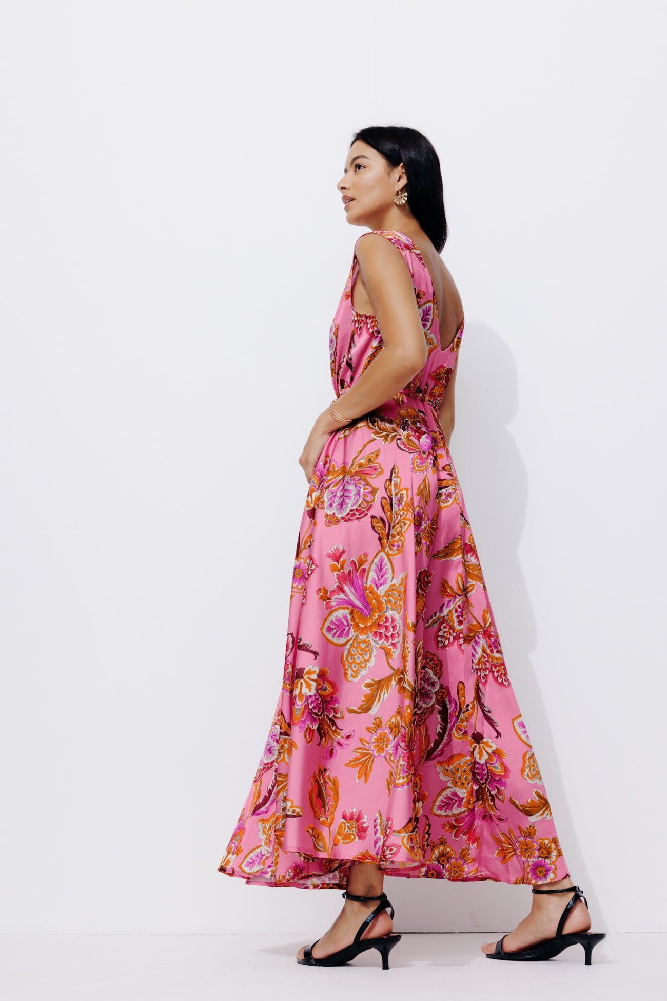 Eco-design long dress - Pink print