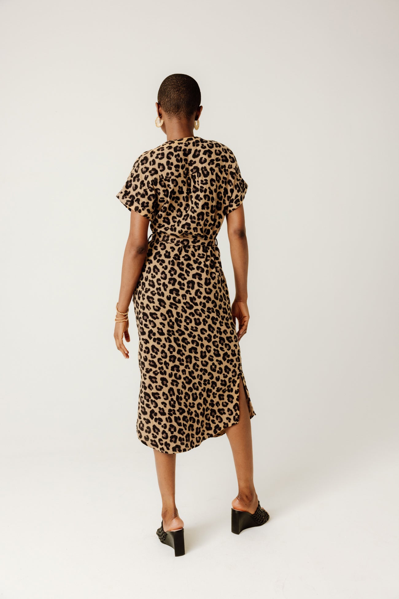 Gauze cotton leopard dress - Multicolour print