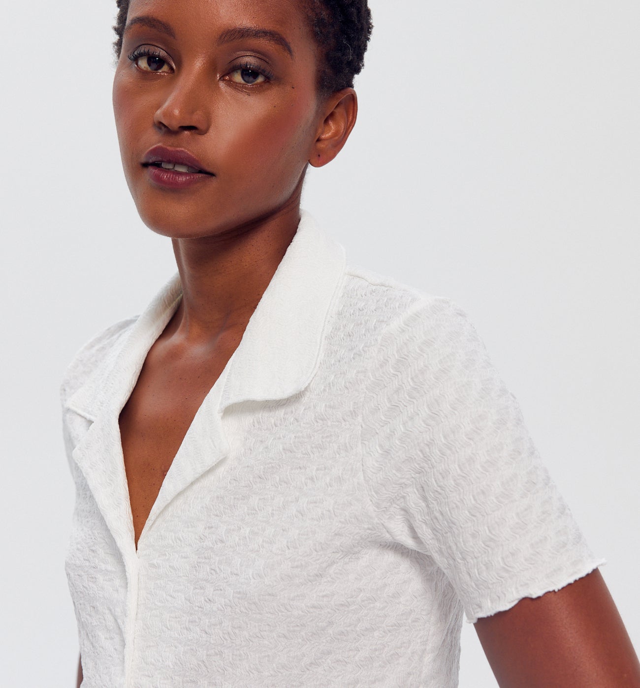 Textured stretch shirt - Ecru