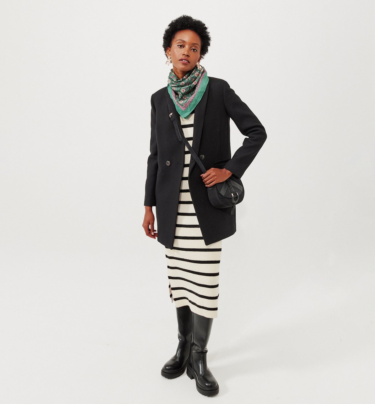 GISELE wool-blend coat - Black