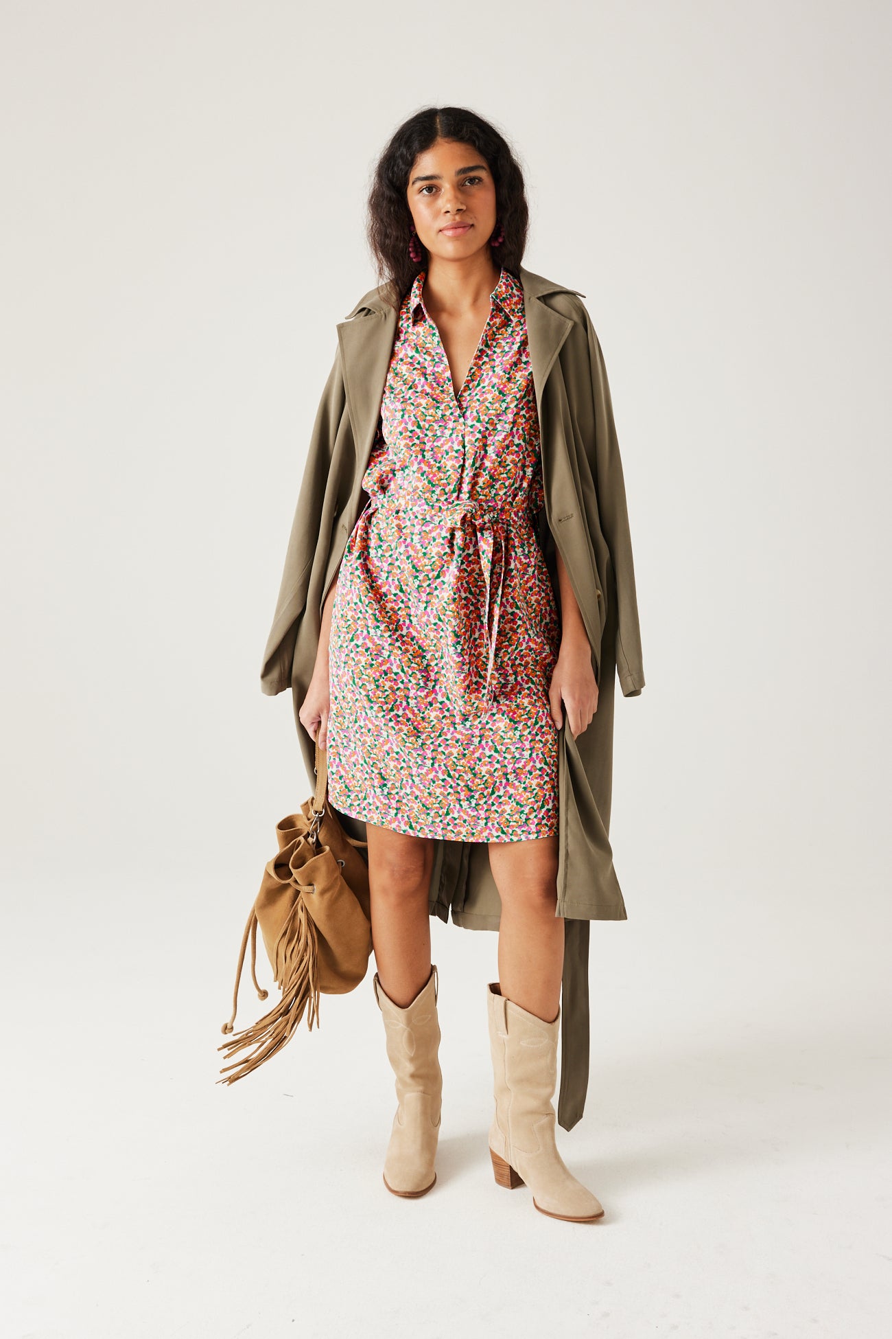 Short unicolour dress - Camel