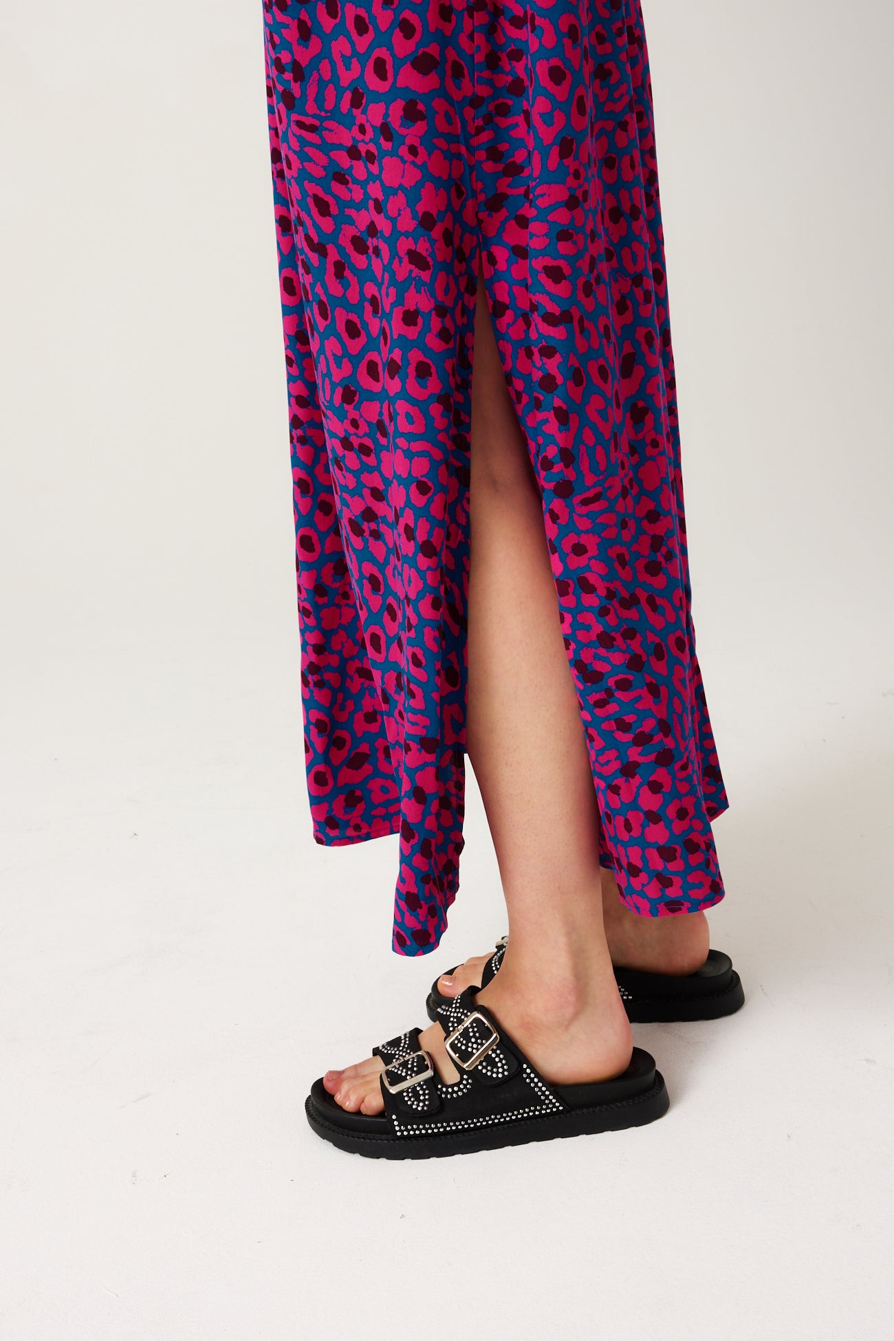 Long strappy dress - Pink print