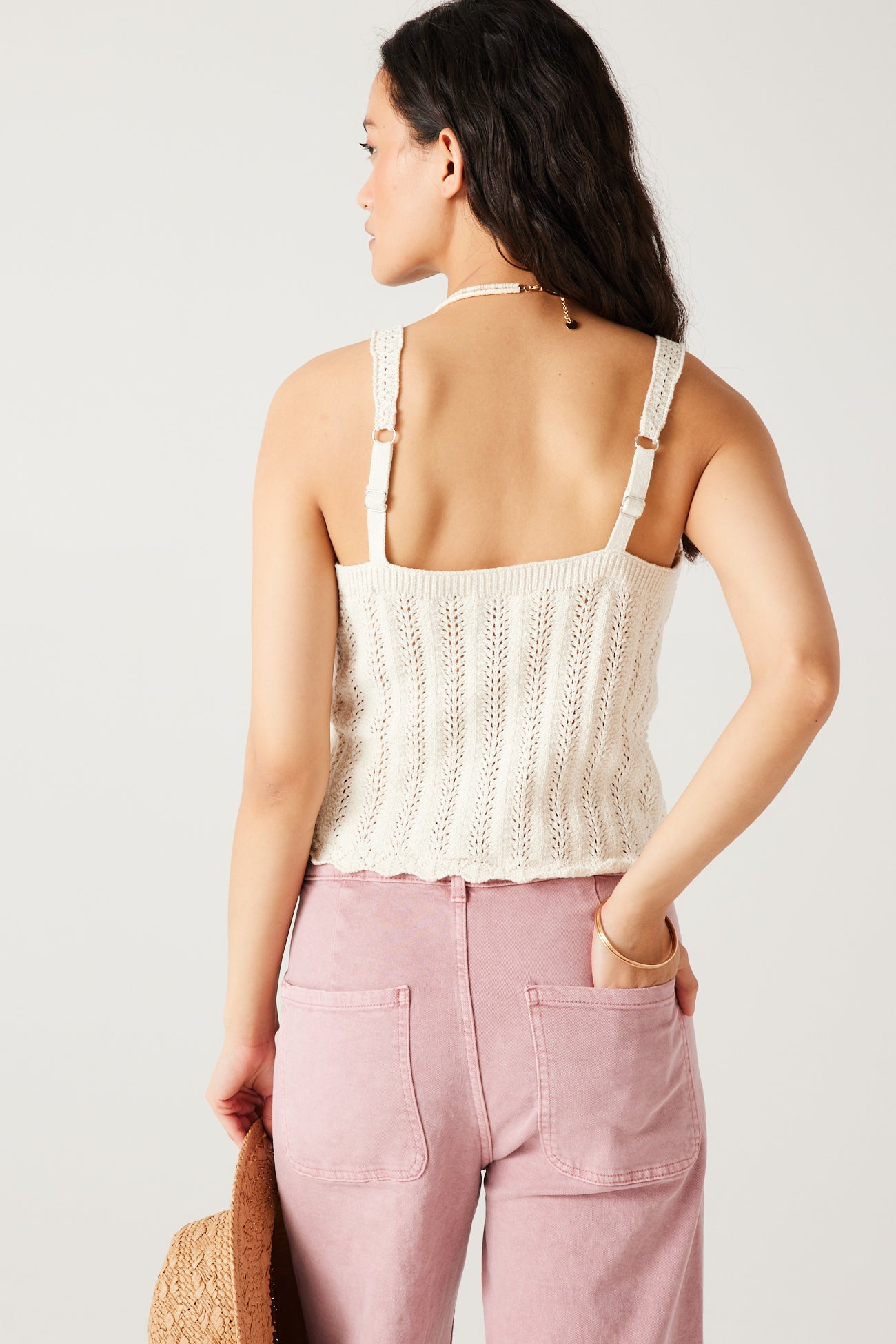Crochet strappy top - Ecru
