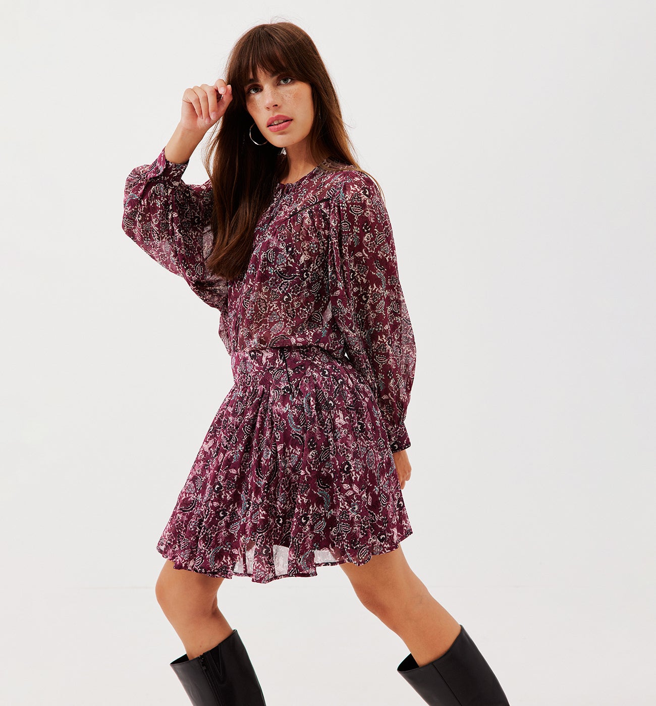 Short patterned boho skirt - Multicolour print