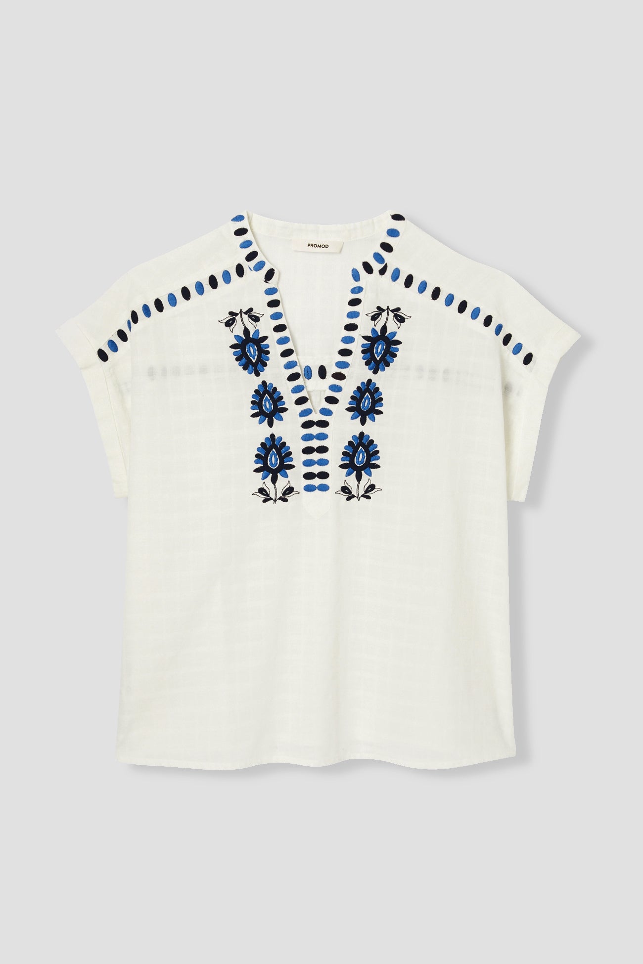 Embroidered cotton blouse - Ecru