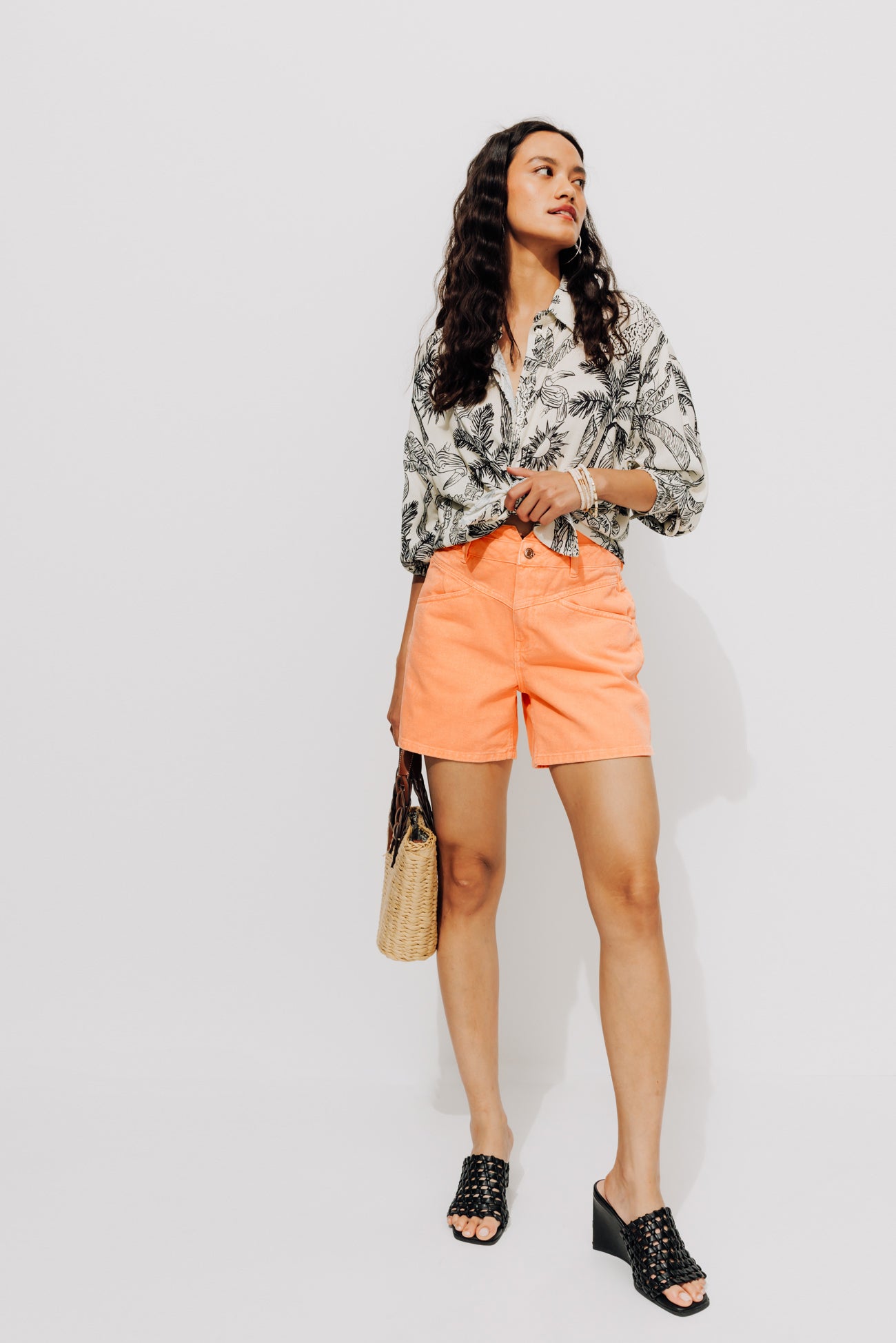 MARCEL canvas shorts - Neon orange
