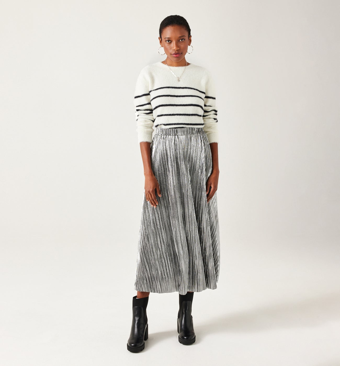 Fluffy nautical jumper - Black stripes